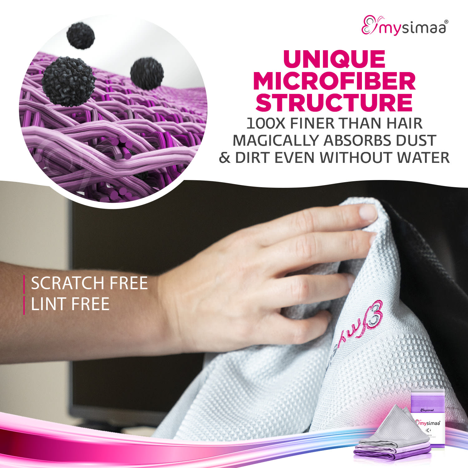 MySimaa Profesionálne čistiace utierky, čistiace utierky, mikrovlákno, 60 x 40 cm – Obrázok 4