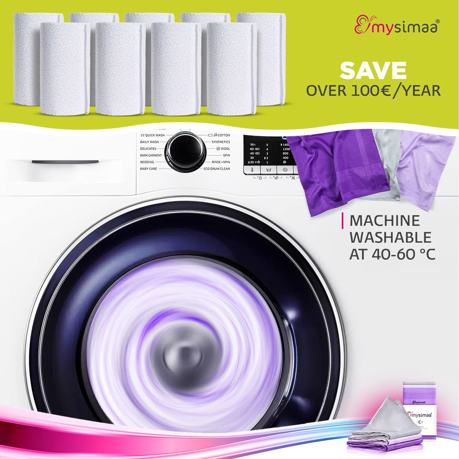 MySimaa Profesionálne čistiace utierky, čistiace utierky, mikrovlákno, 60 x 40 cm – Obrázok 5