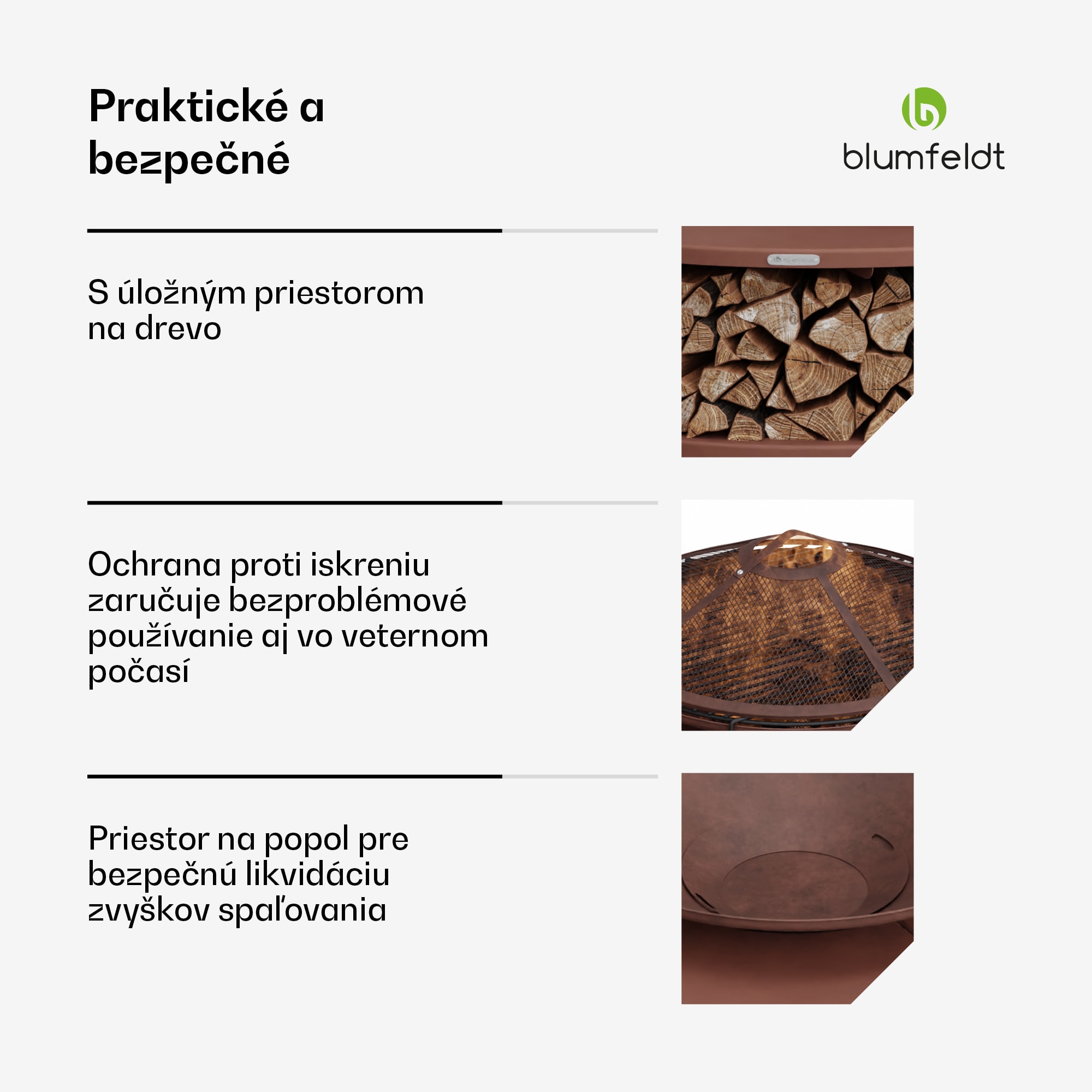 Blumfeldt Firebowl Ebeko 3 v 1, možno použiť ako gril alebo stôl, grilovací rošt + ochrana proti iskrám – Obrázok 5