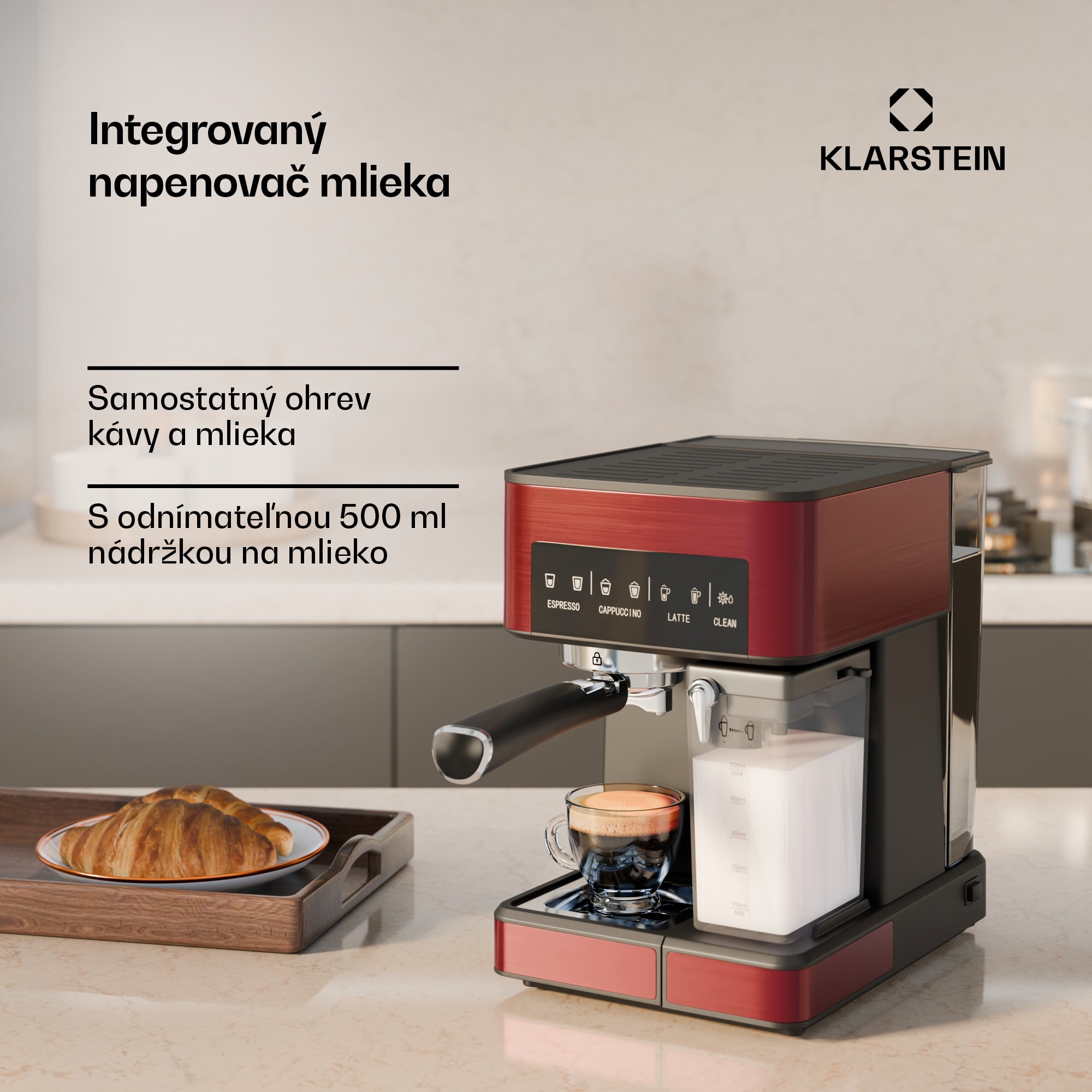 Klarstein 1,8 l kávovar s napeňovačom mlieka, 20 barový pákový kávovar, malý kávovar na mletú kávu s výkonom 1350 W, baristický kávovar na ľadovú kávu cappuccino latte espresso – Obrázok 5