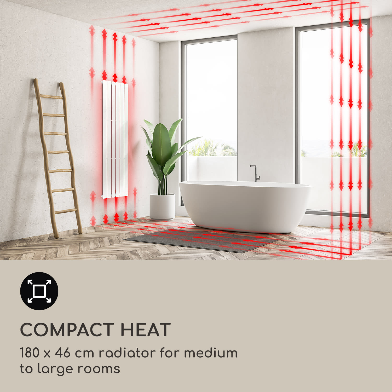 Blumfeldt Ontario, radiátor, 180 x 45, 485 W, inštalácia na stenu – Obrázok 5