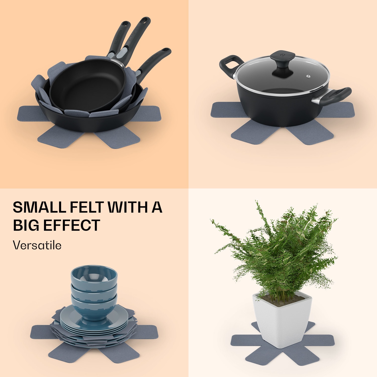 Klarstein Noto Endurance Felt Set, súprava plstených podložiek, 5 ks, mäkká, v tvare hviezdy, Ø 38 cm – Obrázok 4