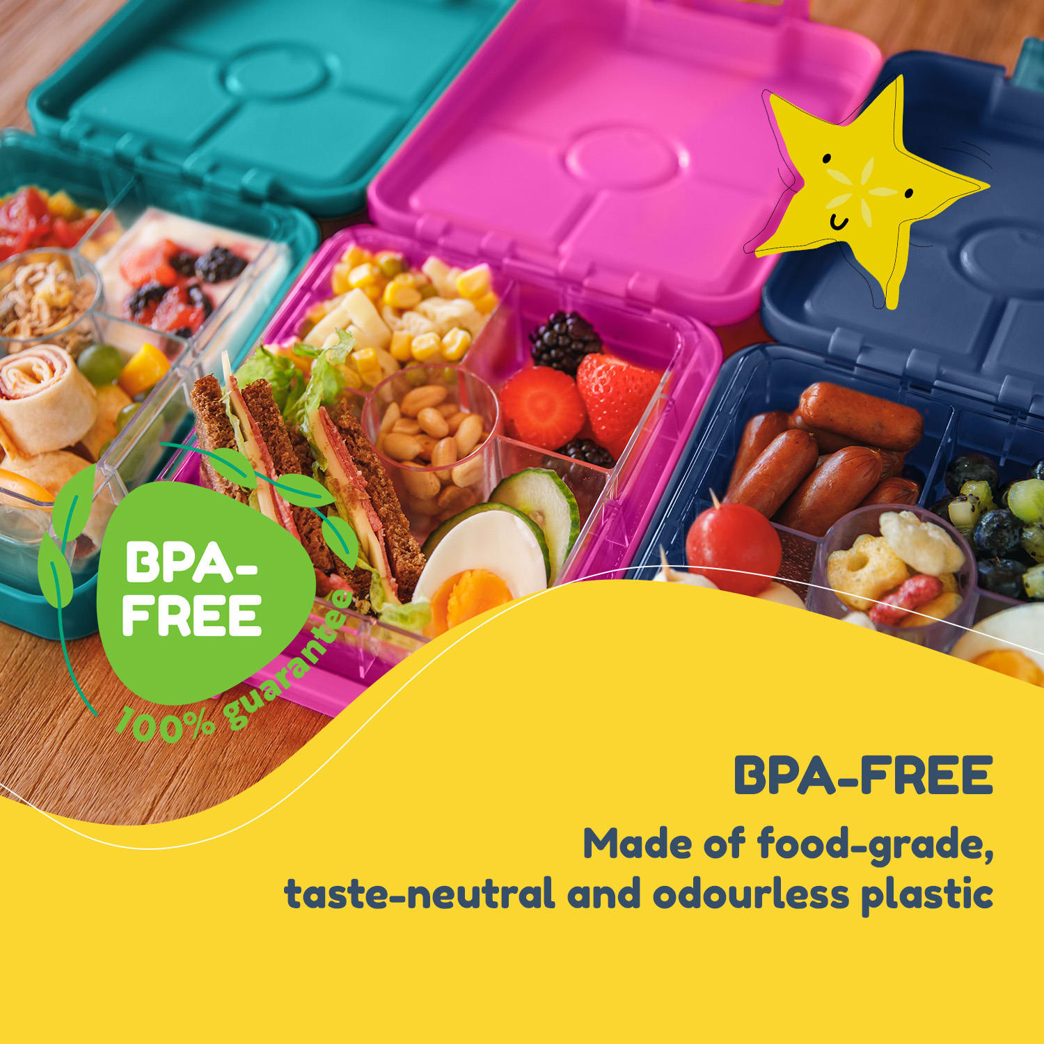 Klarstein Schmatzfatz easy, desiatový box, , 4 priehradky, 18 x 15 x 5 cm – Obrázok 2