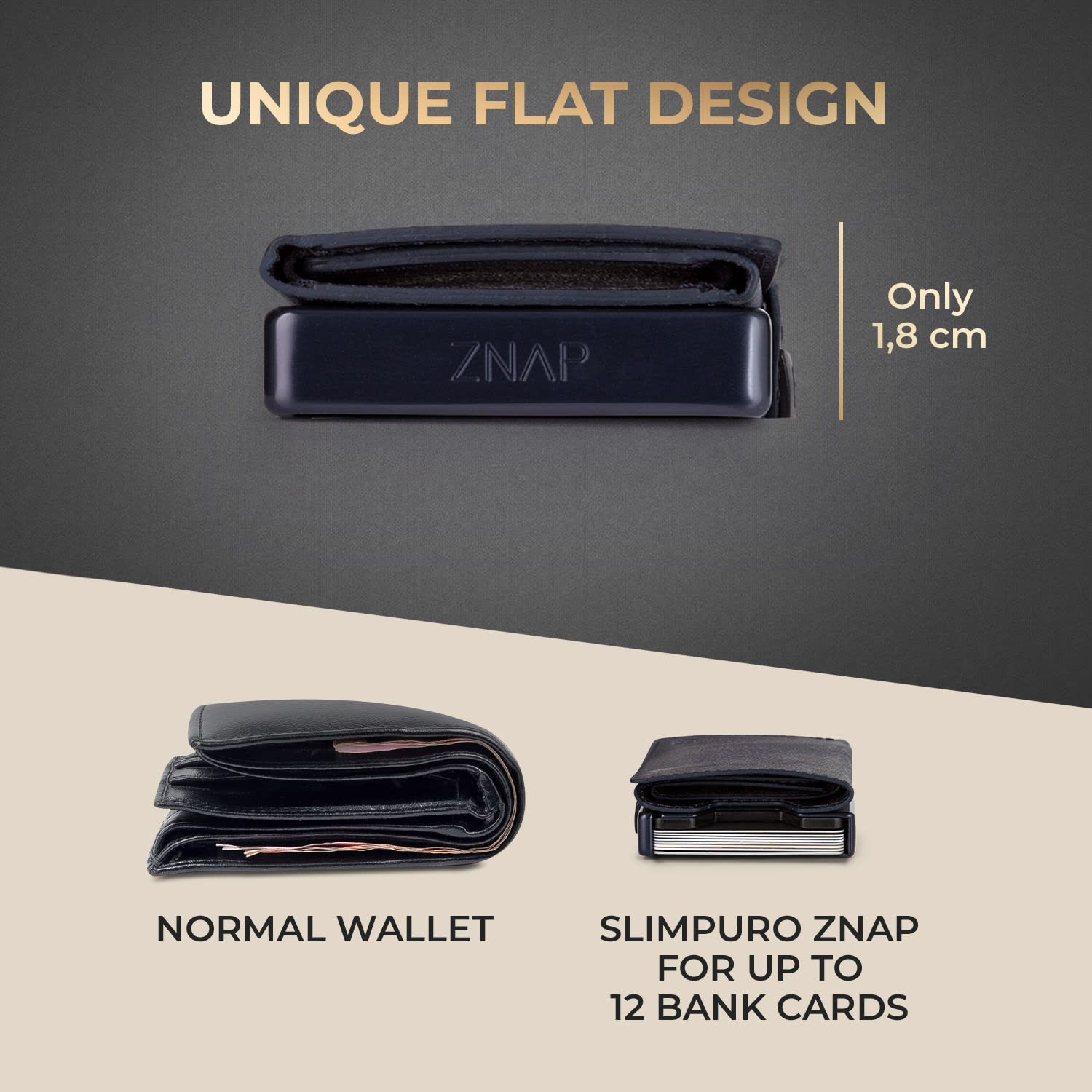 Slimpuro ZNAP Slim Wallet, 12 kariet, priehradka na mince, 8,9 x 1,8 x 6,3 cm (Š x V x H), ochrana RFID – Obrázok 5