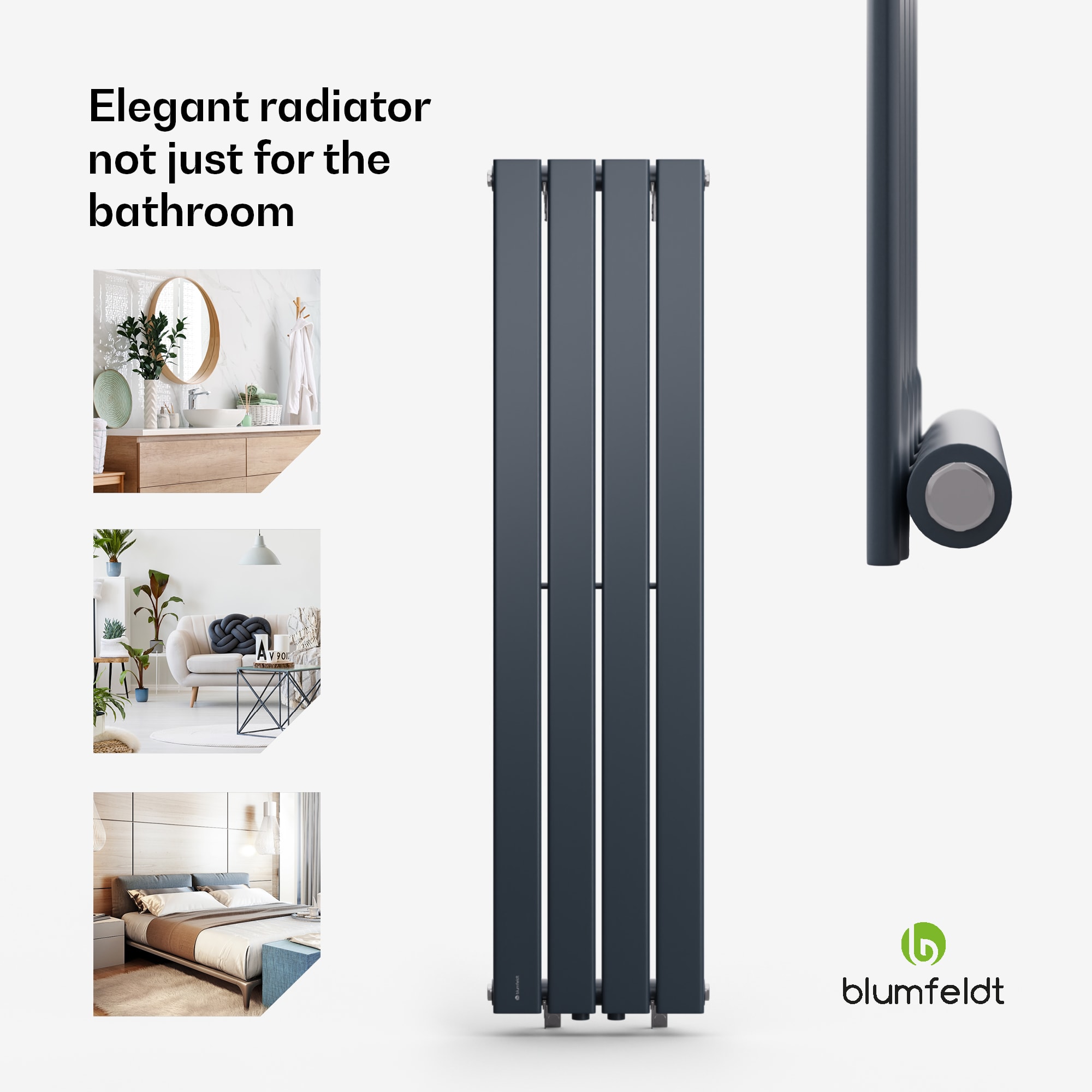 Blumfeldt Ontario, radiátor, 30 x 120, pripojenie 1/2", inštalácia na stenu, 733 W – Obrázok 2