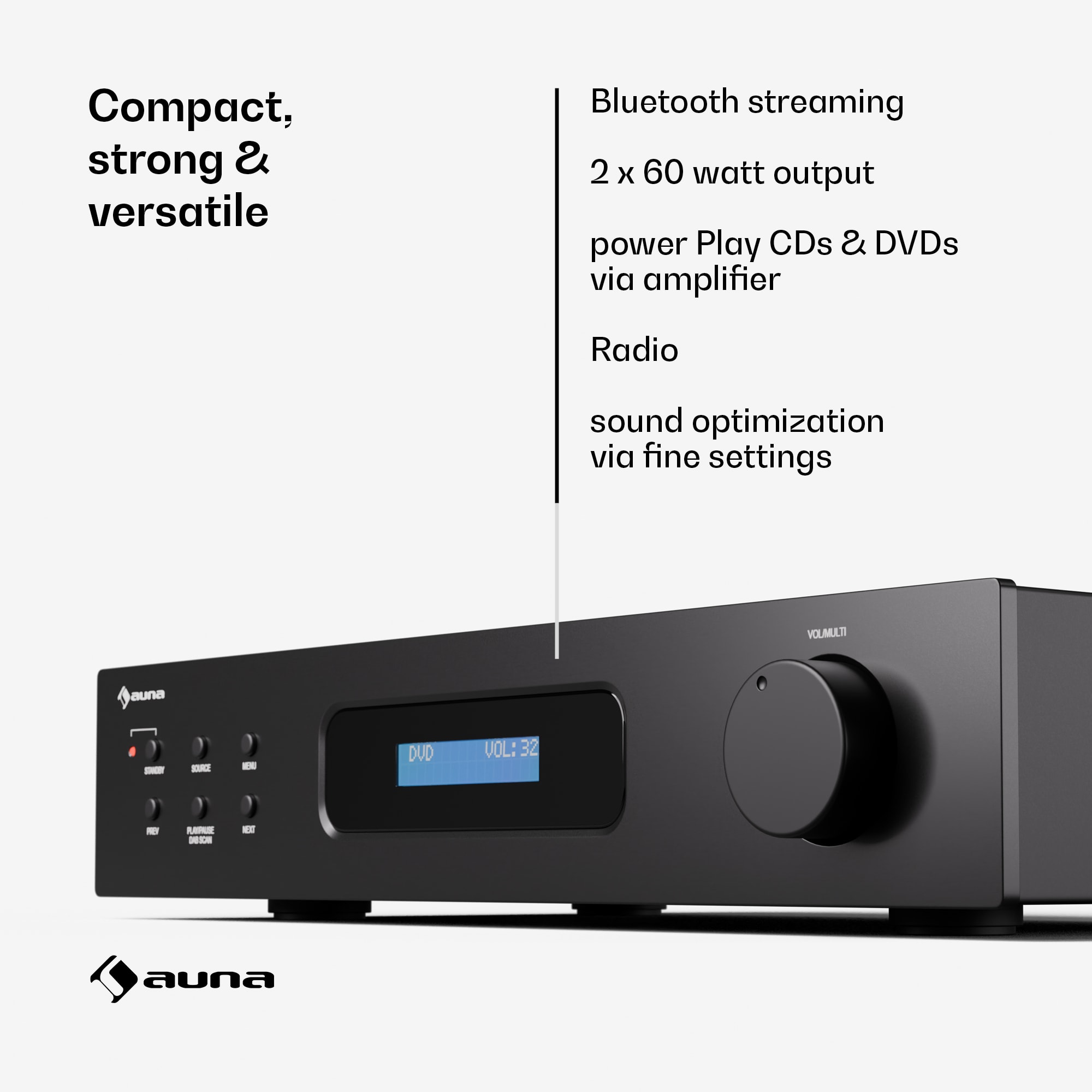 Auna Art22, Zosilňovač DAB+ BT HiFi, zosilňovač DAB+/FM rádio – Obrázok 2