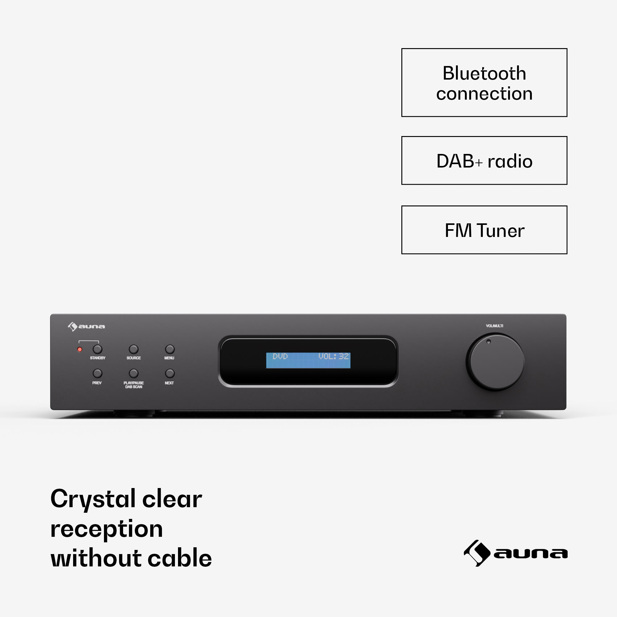 Auna Art22, Zosilňovač DAB+ BT HiFi, zosilňovač DAB+/FM rádio – Obrázok 3