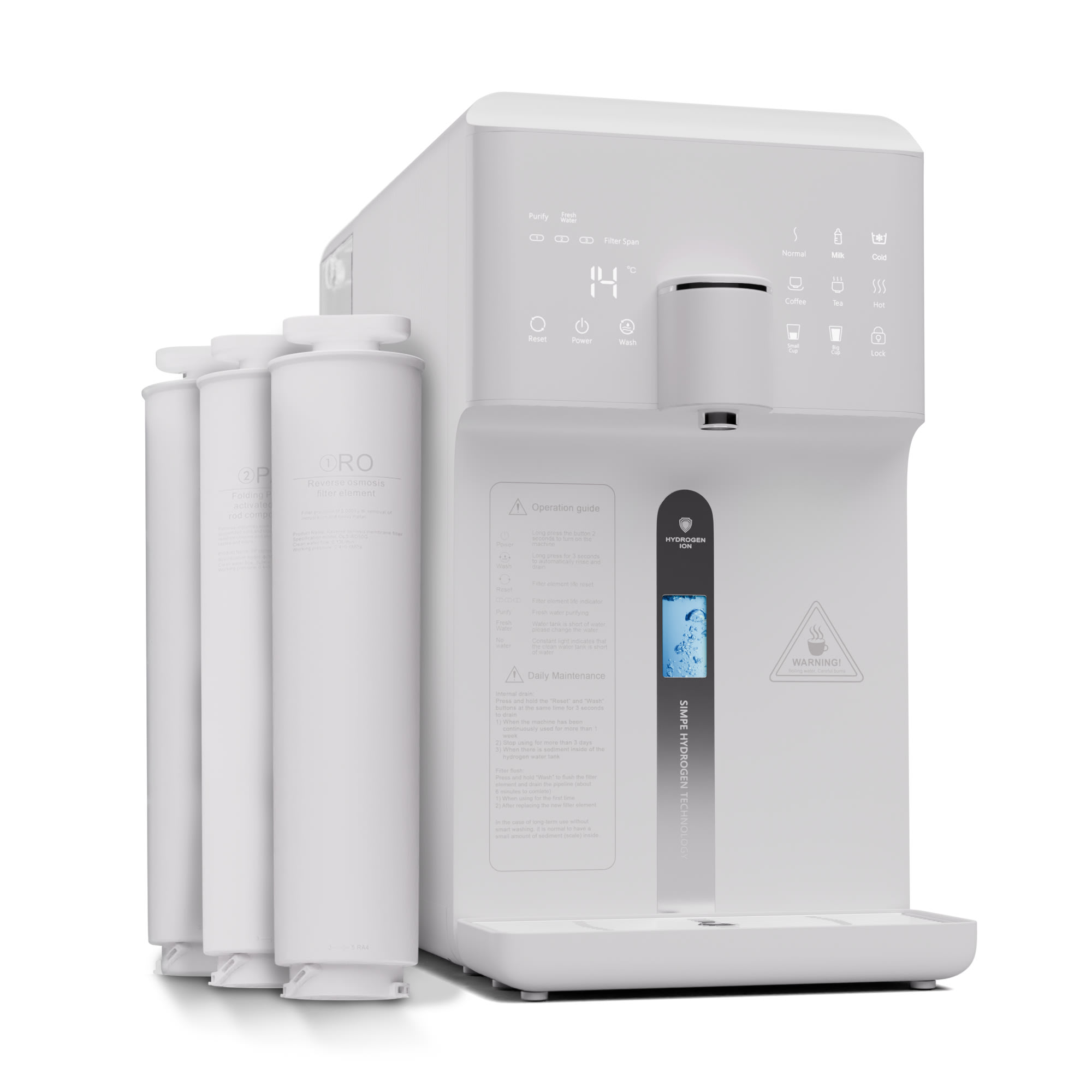 Klarstein AquaFina 6L, čistička vody, 5-stupňová filtrácia, objem 6 l, HD dotykový displej, 6 teplôt vody, biela