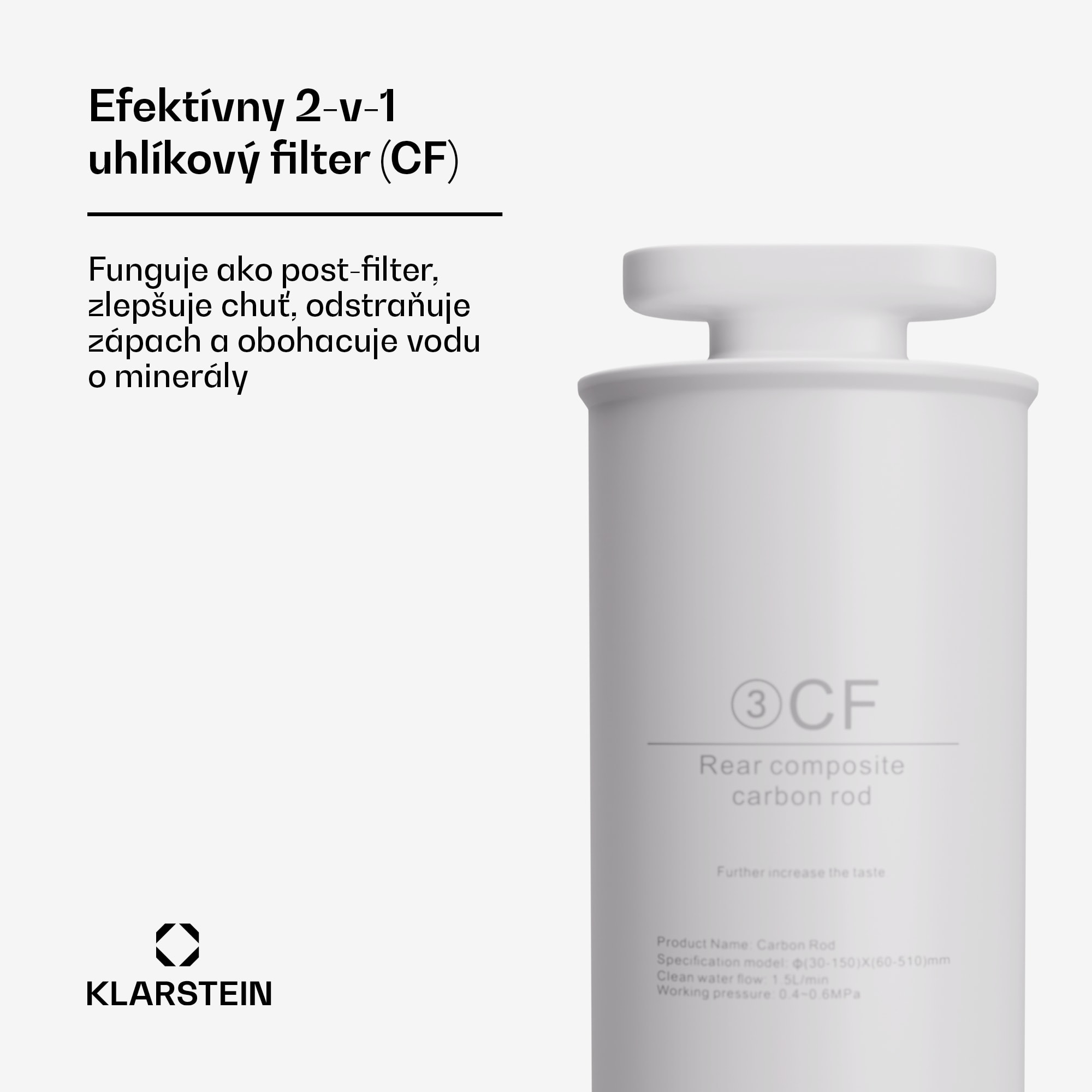 Klarstein AquaFina CF Filter 2-v-1 filtračný systém úpravy vody s uhlíkovým filtrom – Obrázok 2