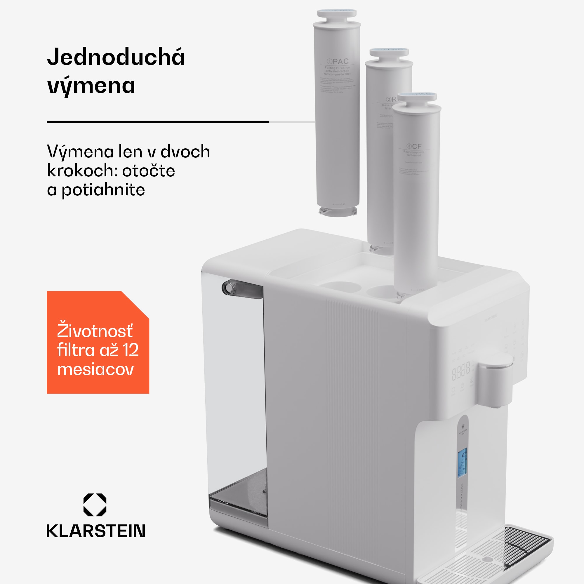 Klarstein AquaFina CF Filter 2-v-1 filtračný systém úpravy vody s uhlíkovým filtrom – Obrázok 3