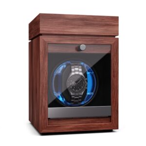 Klarstein Brienz 1, naťahovač hodiniek, 1 hodinky, 4 režimy, drevený vzhľad, modré vnútorné osvetlenie