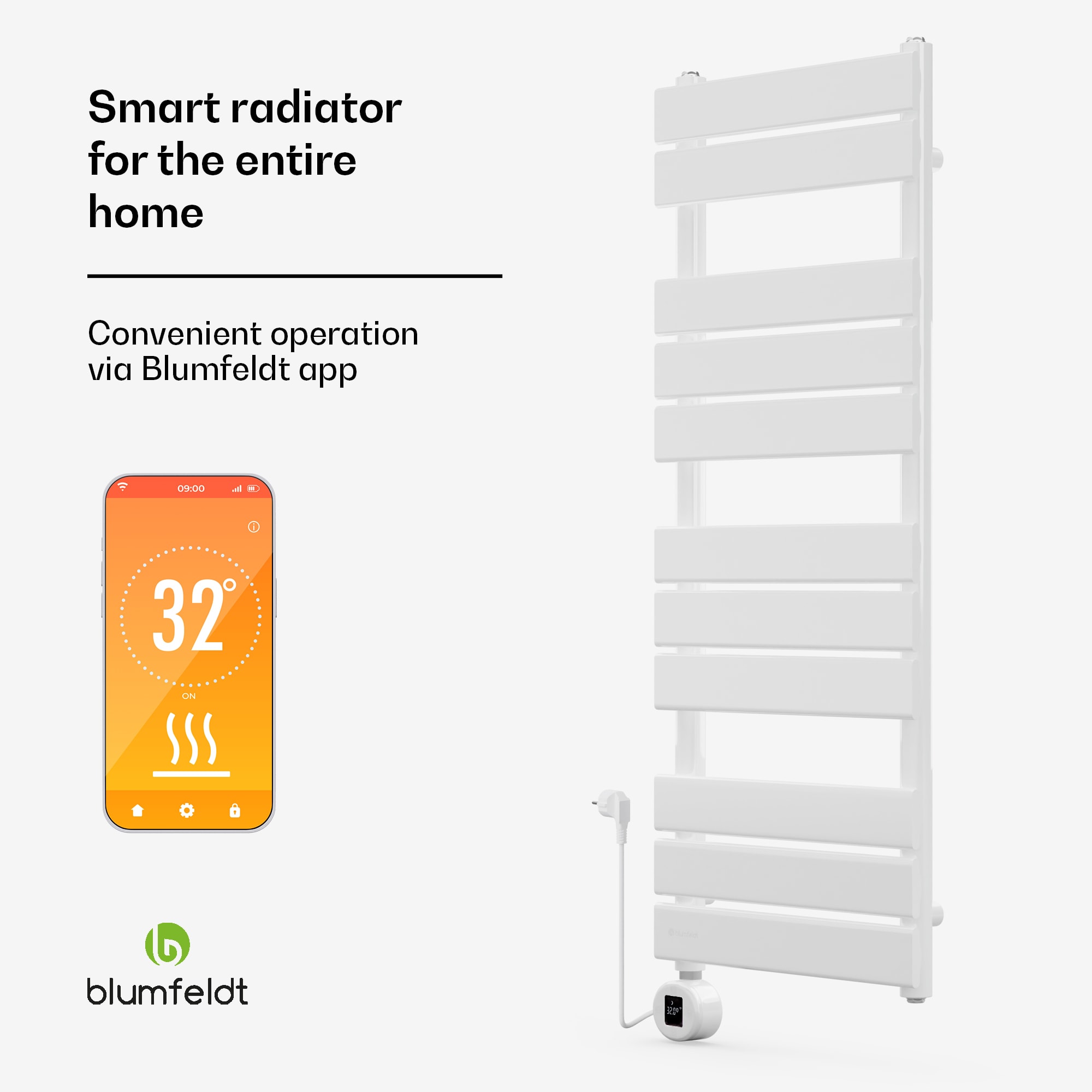 Blumfeldt Fairmont Smart, radiátor, 107 x 50 cm, 800 W – Obrázok 2