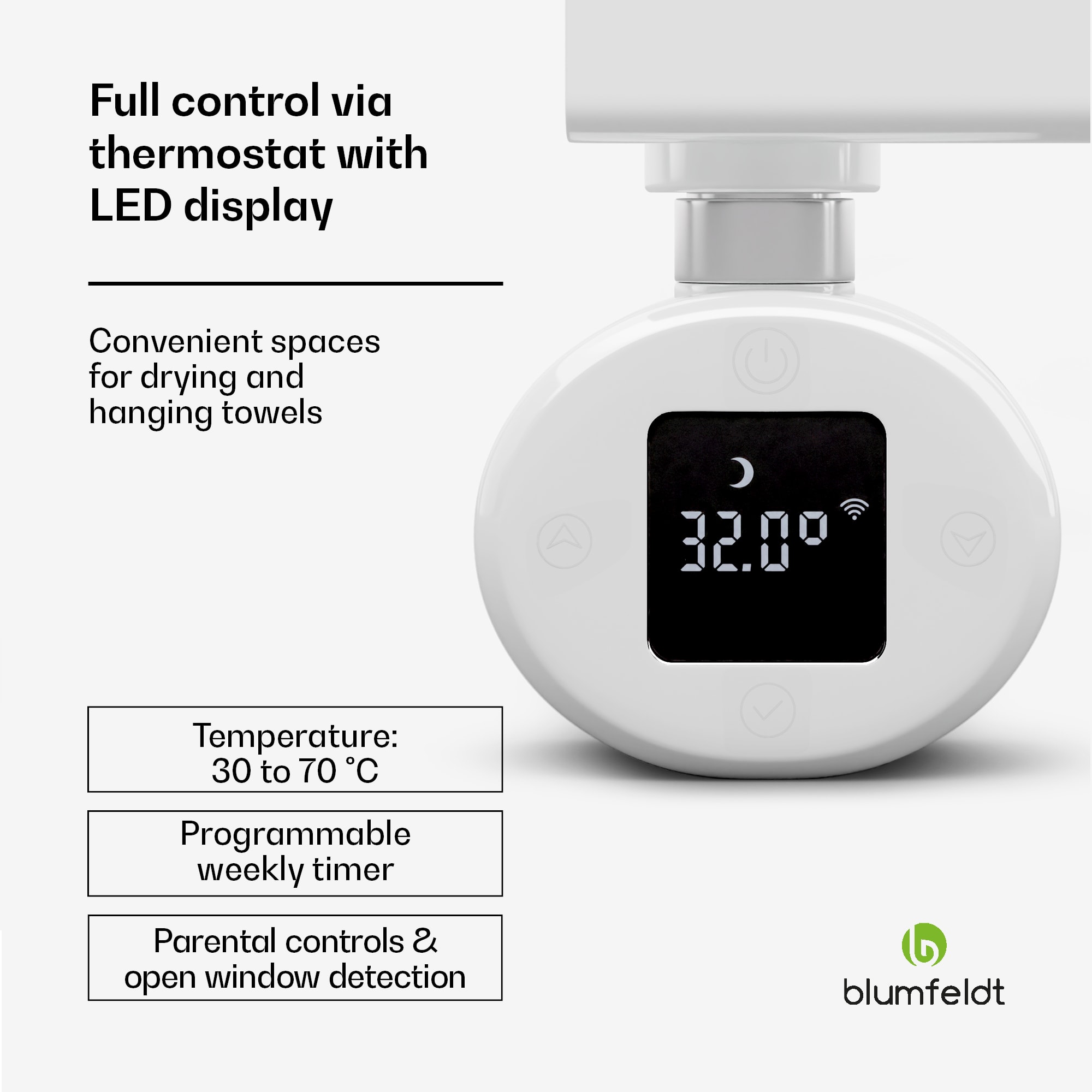 Blumfeldt Fairmont Smart, radiátor, 107 x 50 cm, 800 W – Obrázok 5