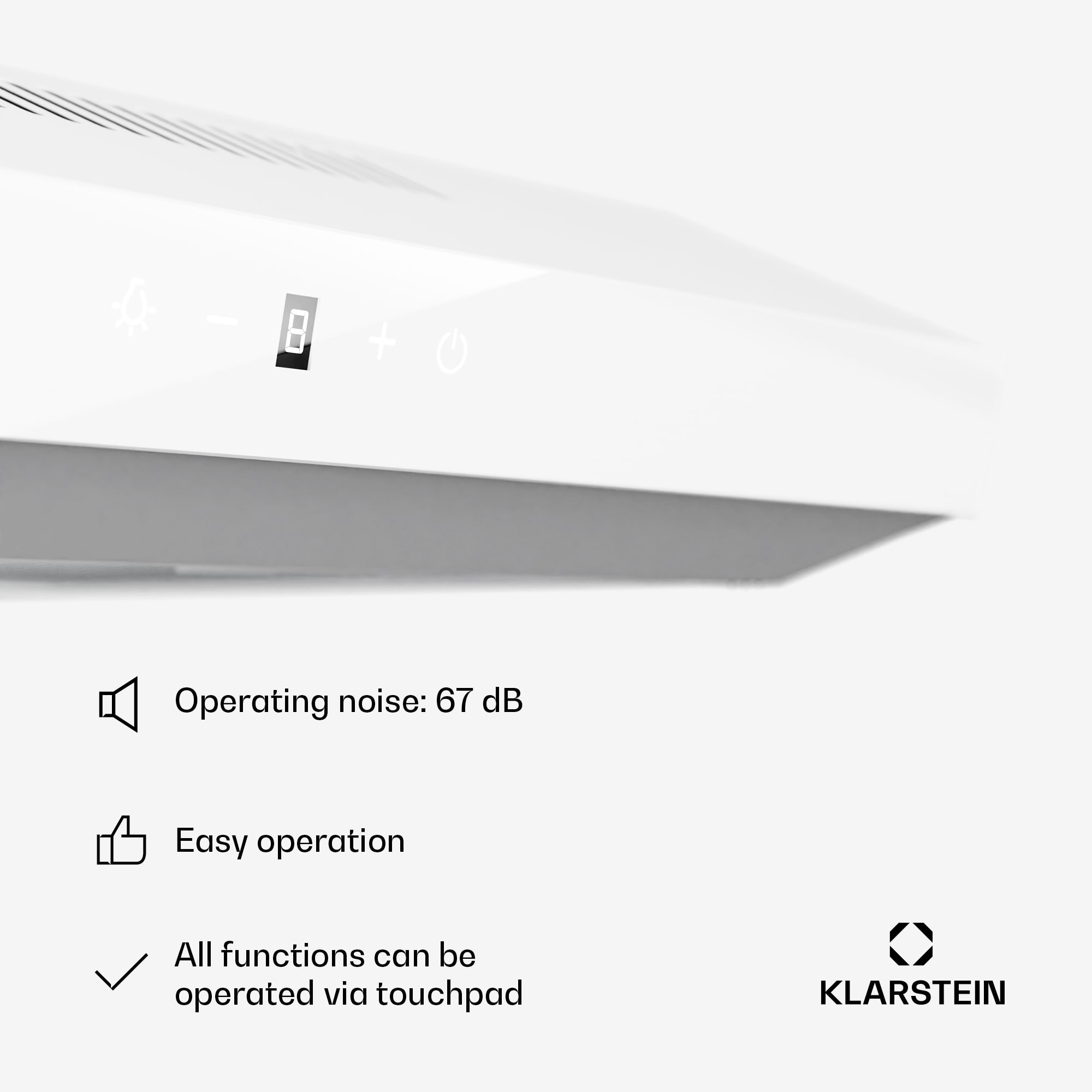 Klarstein Contempo Neo, digestor, podskrinkový, recirkulácia, 175 m³/h, SenseControl, integrované dotykové ovládanie, nehrdzavejúca oceľ / akrylové sklo – Obrázok 5