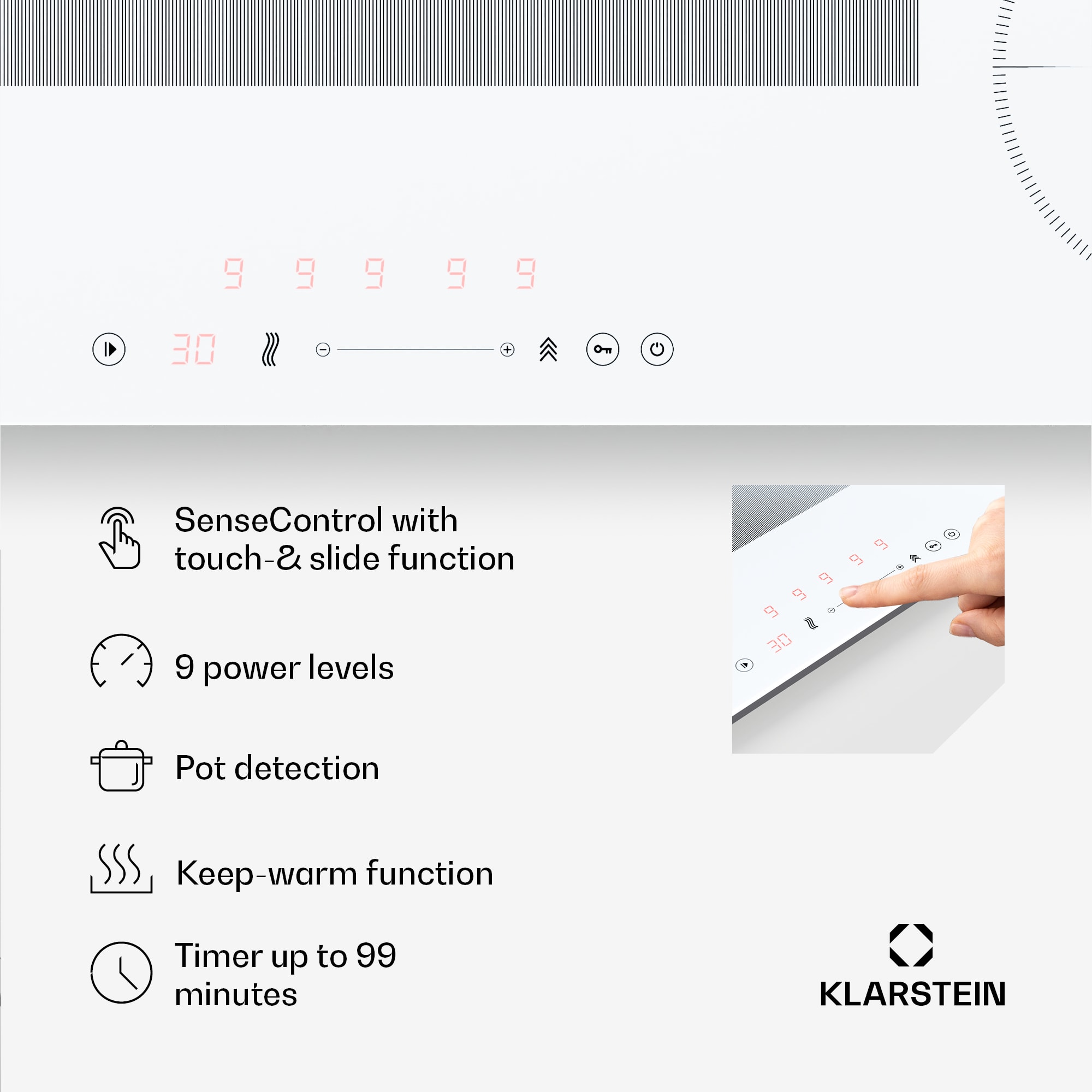 Klarstein Delicatessa 90 Slim Hybrid indukčná varná doska – Obrázok 5