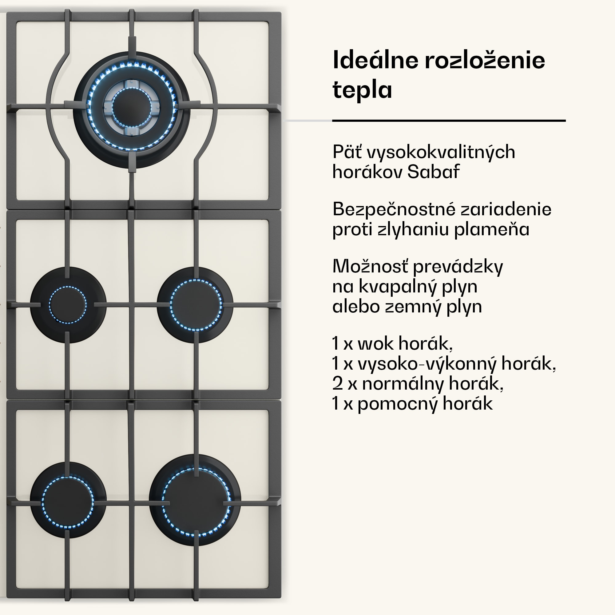 Klarstein Victoria Chef Edition, plynová varná doska, 5 zón – Obrázok 5