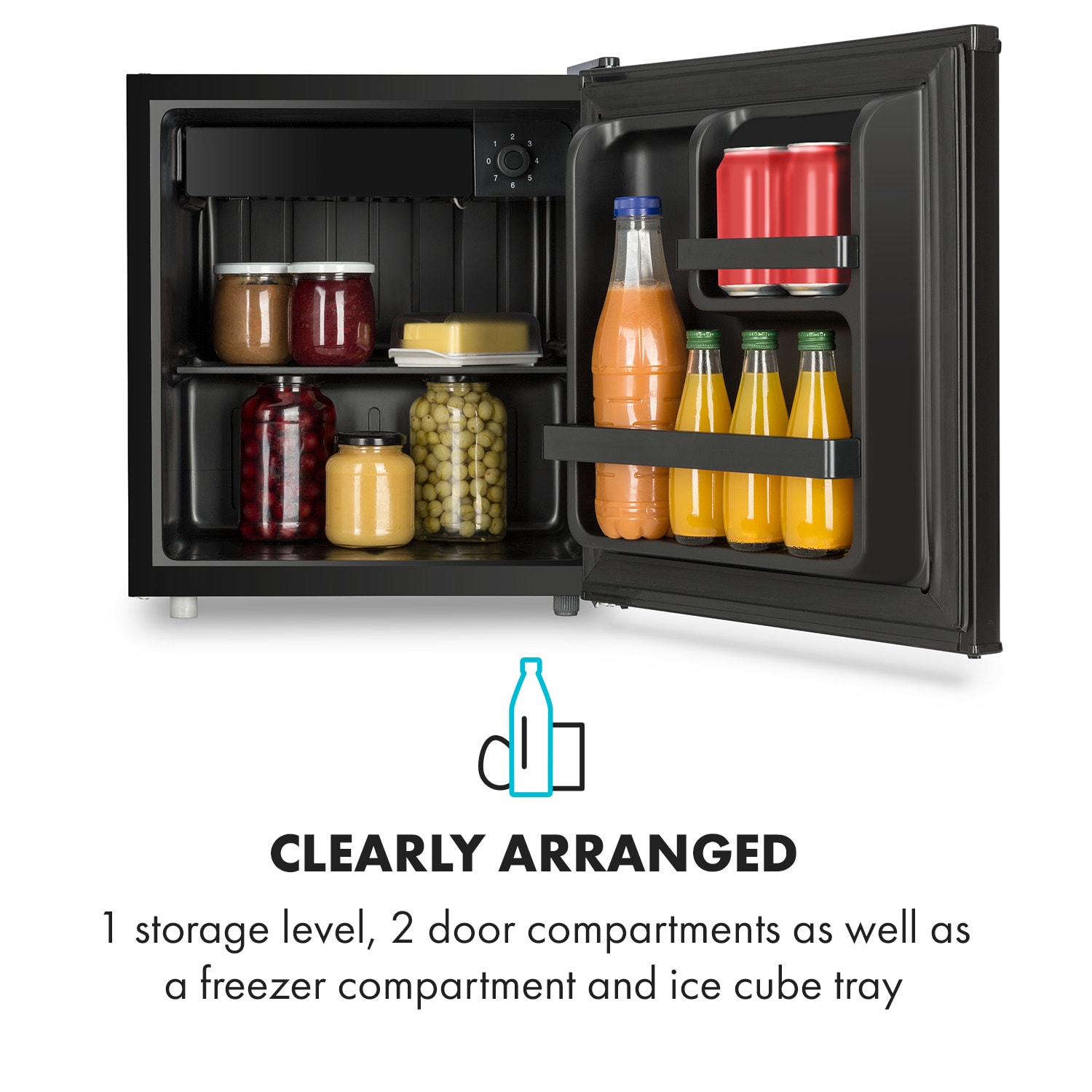 Klarstein Obsidian, chladnička, 46 l, priehradka na zeleninu – Obrázok 5