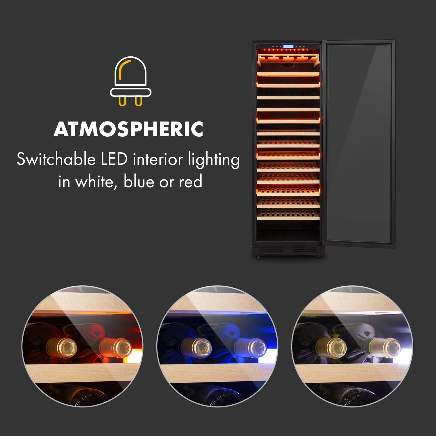 Klarstein Vinovilla Onyx Grande, veľkoobjemová vinotéka, 433 l, 165 fliaš, čierna – Obrázok 3