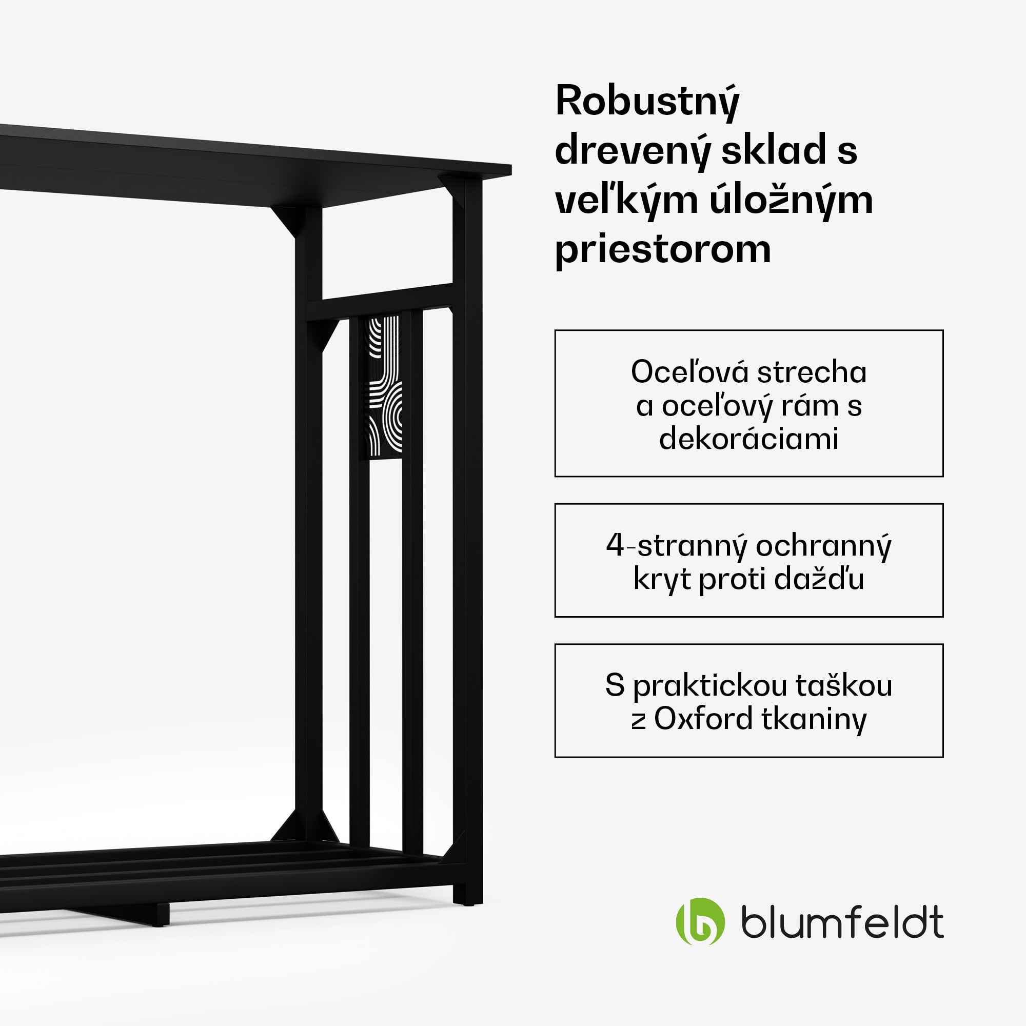 Blumfeldt Valdivian sklad dreva, 1,5 ložného metra, stabilný, oceľ, kryt proti dažďu, taška na prenášanie – Obrázok 2