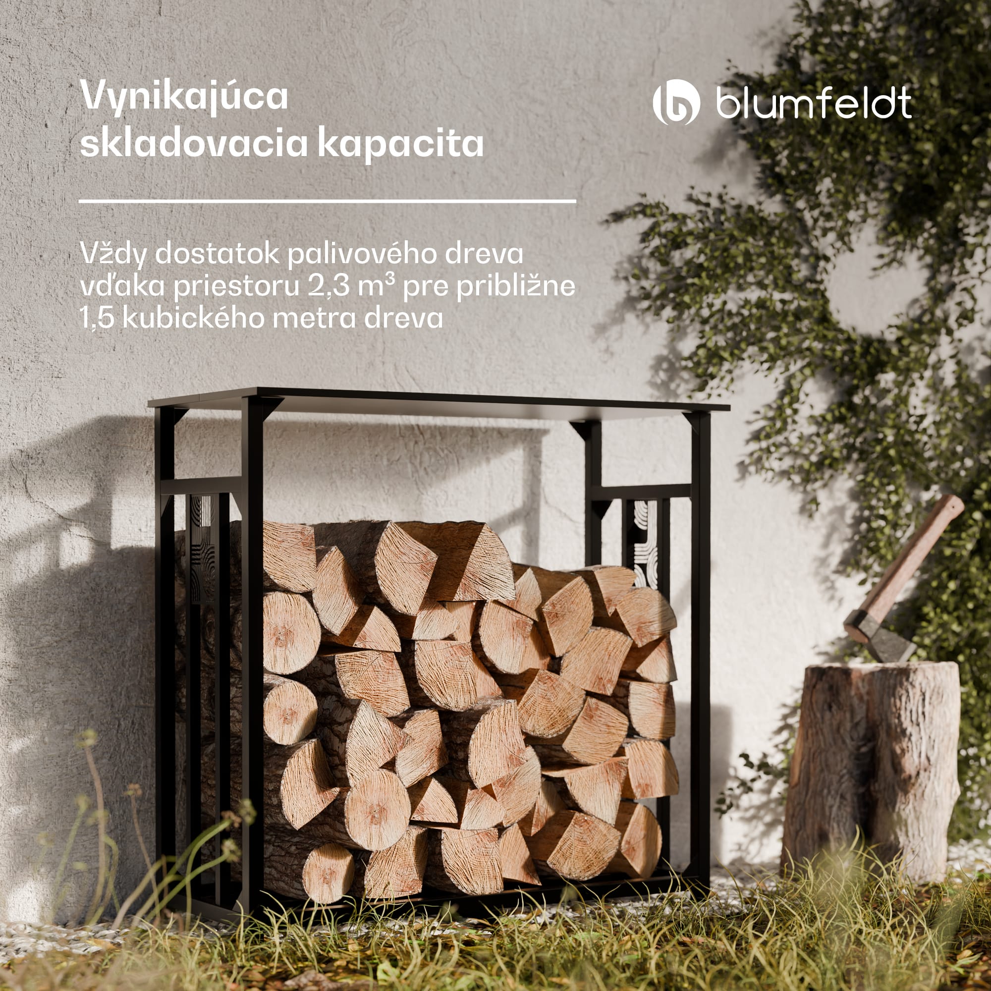 Blumfeldt Valdivian sklad dreva, 1,5 ložného metra, stabilný, oceľ, kryt proti dažďu, taška na prenášanie – Obrázok 4