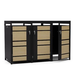 Blumfeldt BinSafe, box na odpadky, 3 odpadkové koše, 240 l, uzamykateľný, pozinkovaná oceľ odolná voči poveternostným vplyvom, výsadbová strecha