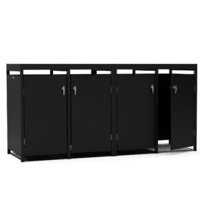 Blumfeldt BinSafe, box na odpadky, 4 odpadkové koše, 240 l, uzamykateľný, pozinkovaná oceľ odolná voči poveternostným vplyvom