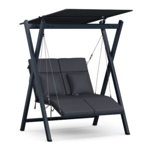 Blumfeldt FlexiSwing, hollywoodska hojdačka, 2-miestna, nastaviteľné operadlo, slnečná strieška, odolná voči poveternostným vplyvom