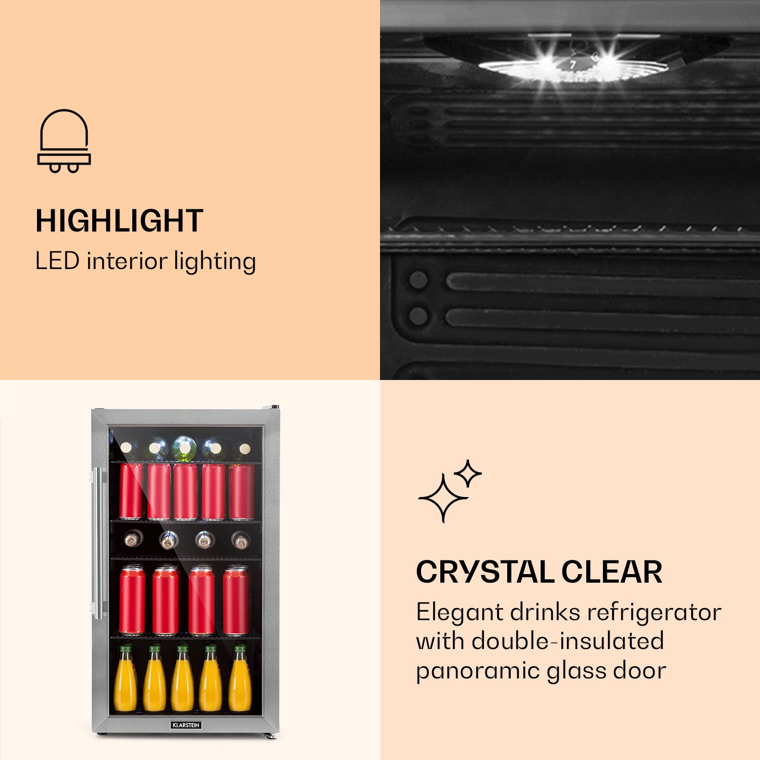 Klarstein Beersafe 3XL, chladnička, 98 l, 4 zásuvné police, 7 úrovní, čierna – Obrázok 4