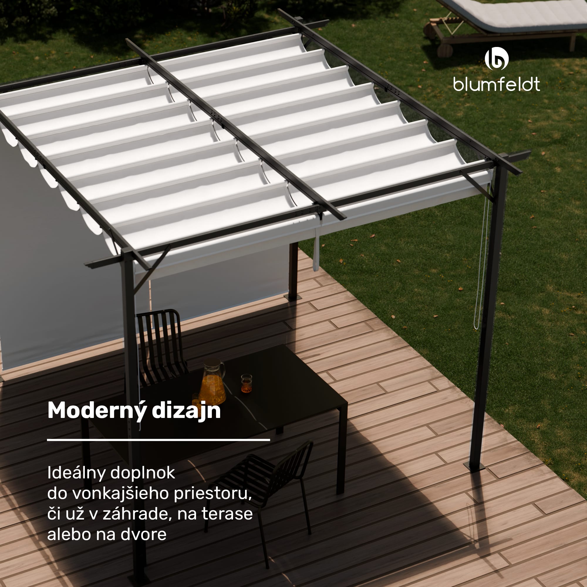 Blumfeldt Pantheon Robust, pergola, 3 x 4 m, s bočnými roletami, práškovo lakovaná oceľ odolná voči poveternostným vplyvom – Obrázok 3