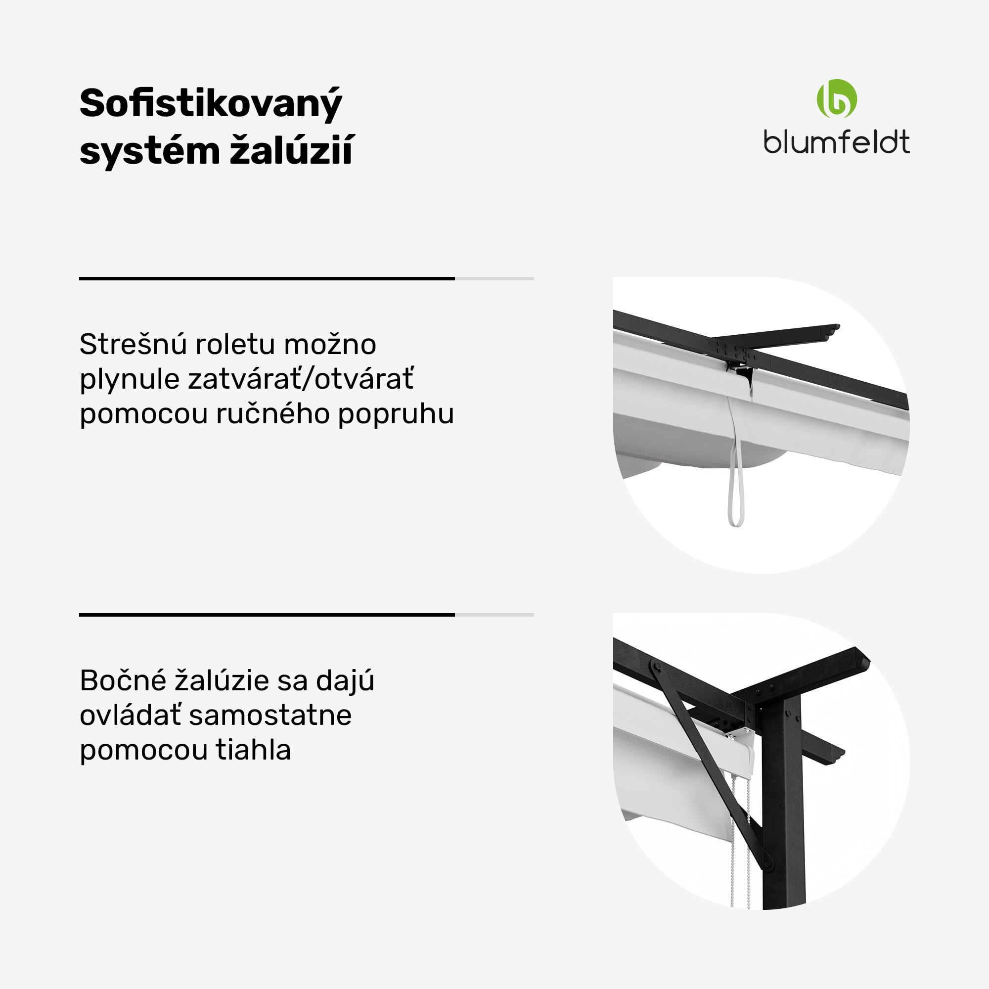 Blumfeldt Pantheon Robust, pergola, 3 x 4 m, s bočnými roletami, práškovo lakovaná oceľ odolná voči poveternostným vplyvom – Obrázok 4