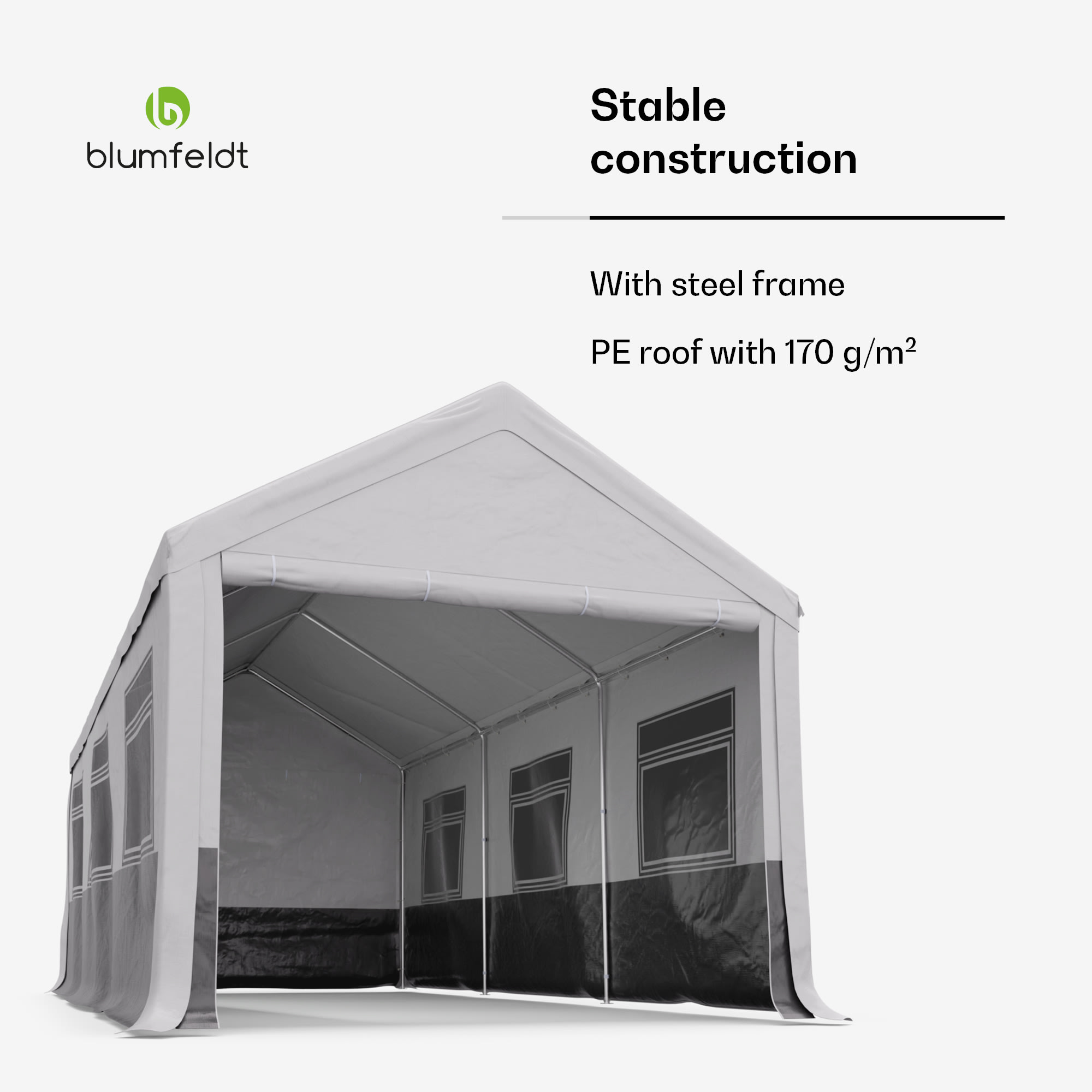 Blumfeldt Party Haven, stan, 598 x 296 x 280 cm, odolný voči poveternostným vplyvom, oceľový rám, jednoduchá montáž, s bočnými stenami – Obrázok 3