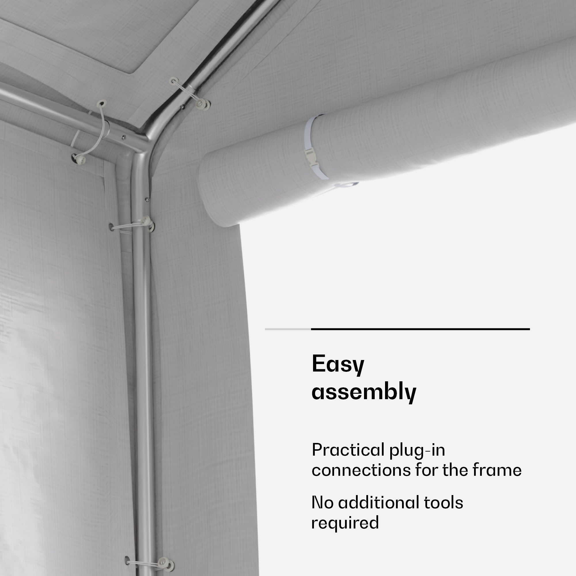 Blumfeldt Party Haven, stan, 598 x 296 x 280 cm, odolný voči poveternostným vplyvom, oceľový rám, jednoduchá montáž, s bočnými stenami – Obrázok 5