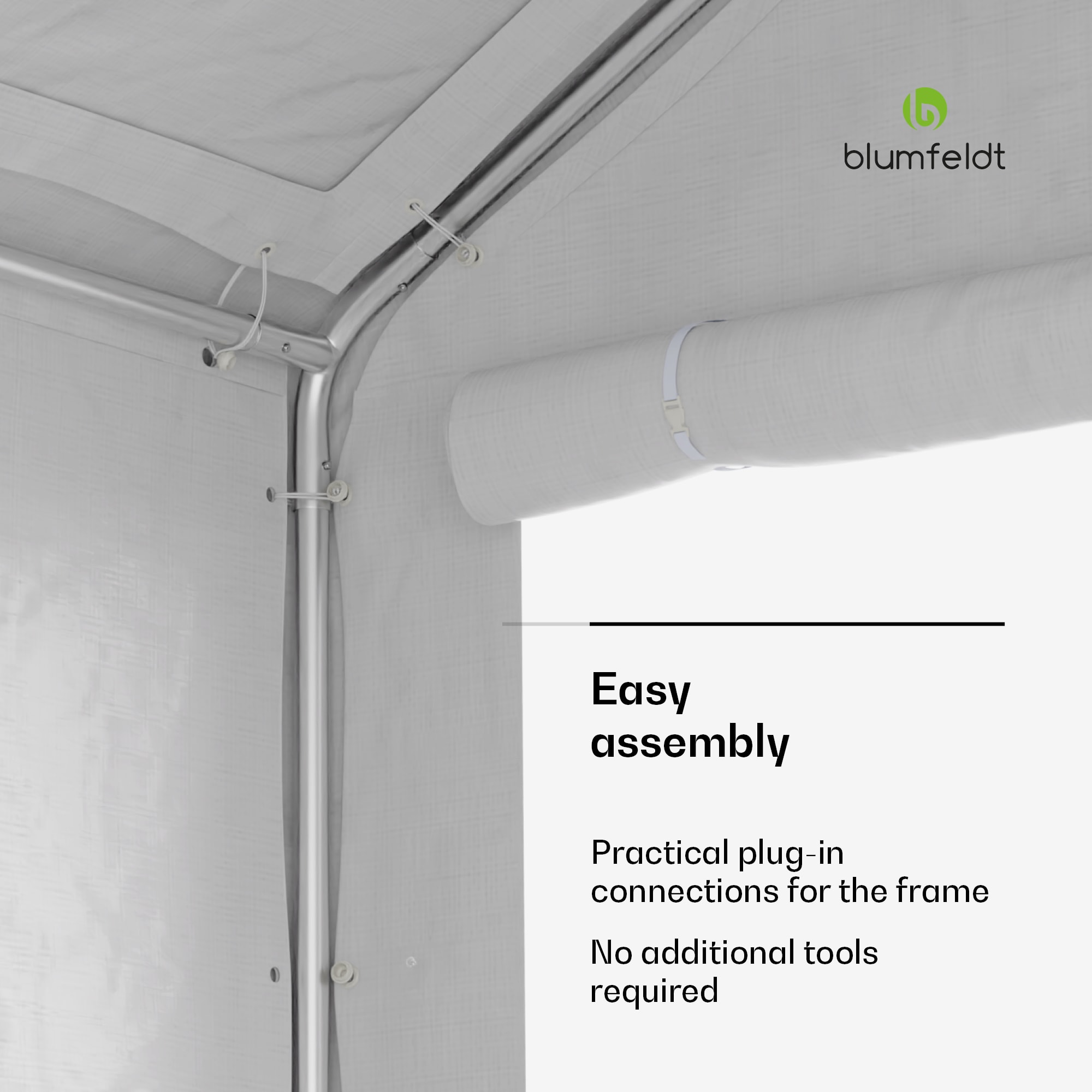 Blumfeldt Party Haven, stan, 598 x 386 x 300 cm, odolný voči poveternostným vplyvom, oceľový rám, jednoduchá montáž, s bočnými stenami – Obrázok 5