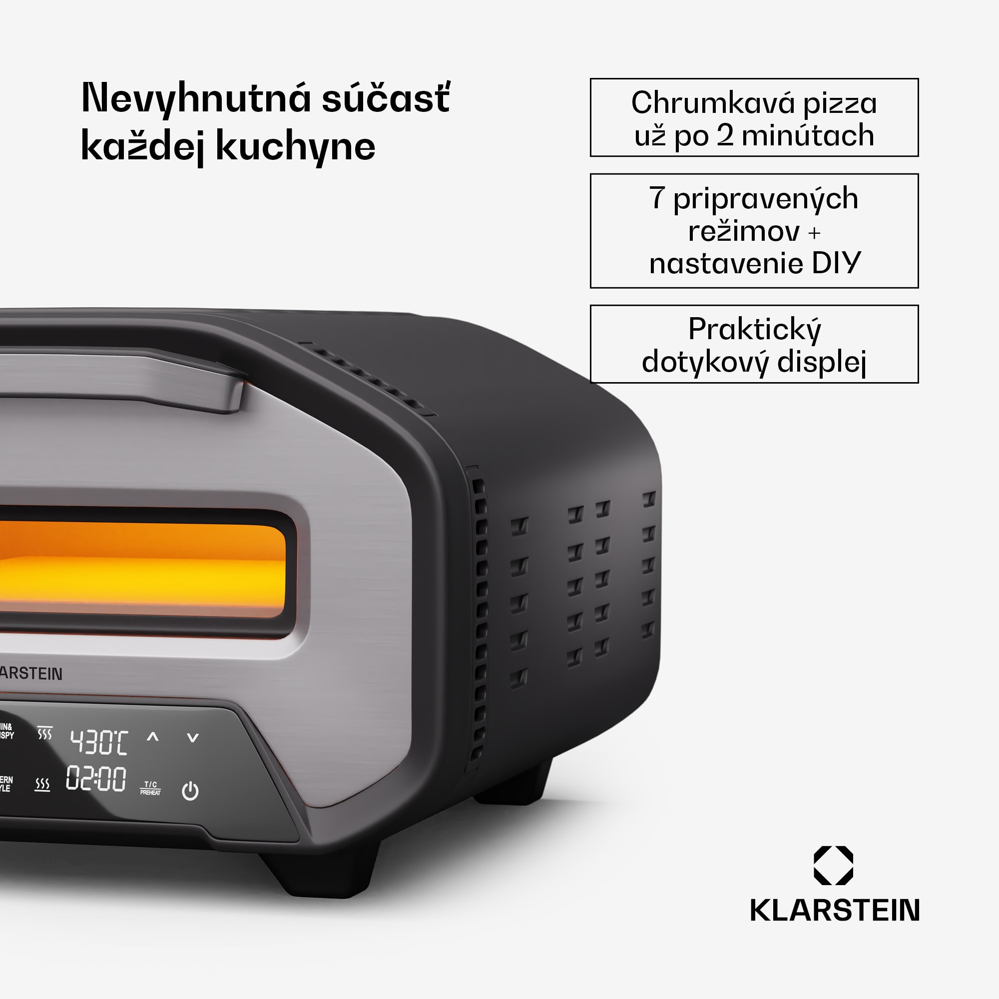 Klarstein PizzaForno elektrická pec na pizzu s výkonom 1 700 W, 7 programov + pamäťová funkcia, digitálny displej – Obrázok 2