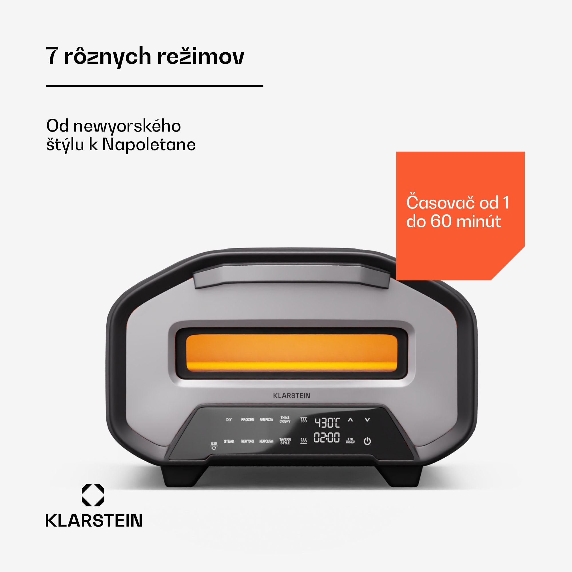 Klarstein PizzaForno elektrická pec na pizzu s výkonom 1 700 W, 7 programov + pamäťová funkcia, digitálny displej – Obrázok 5