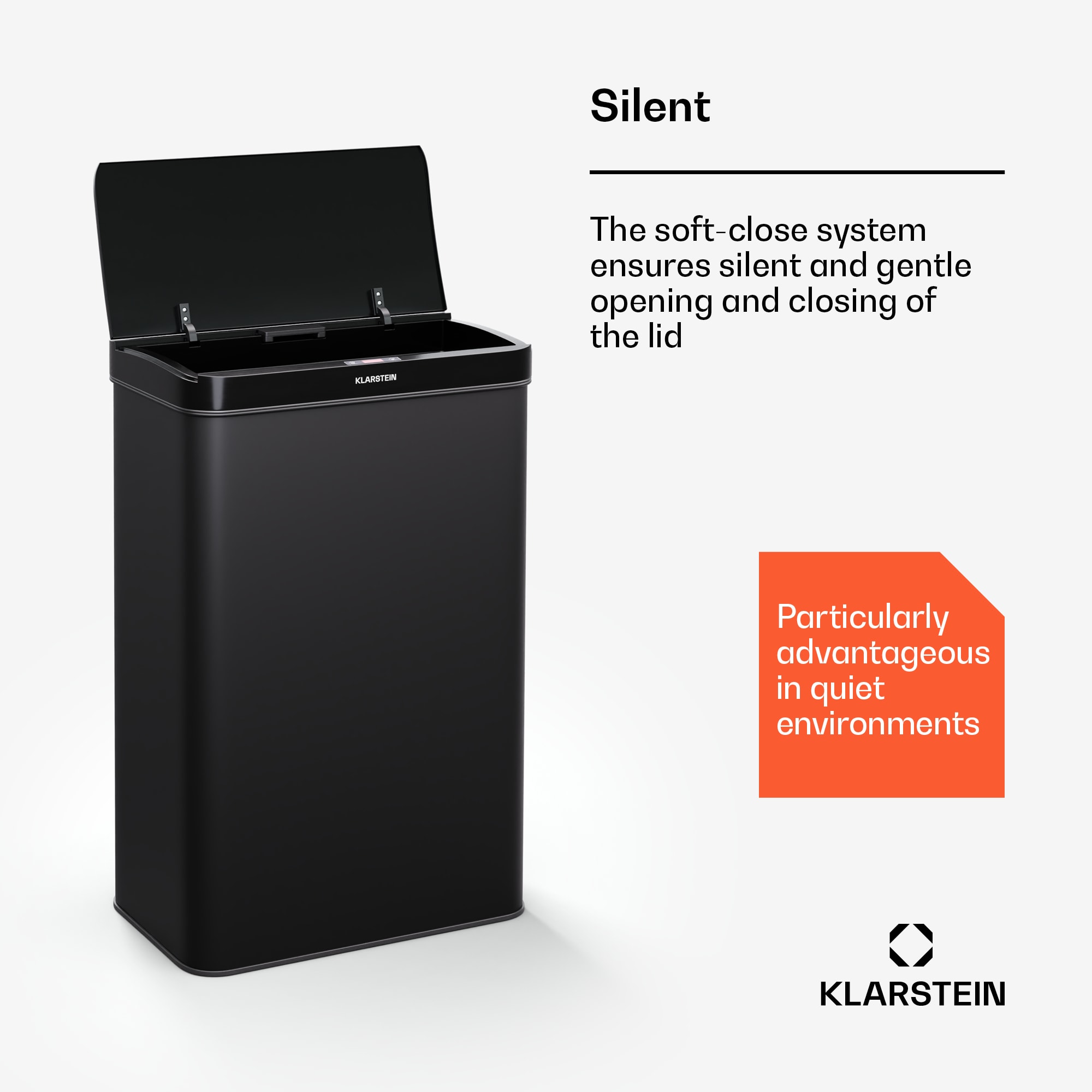 Klarstein Touchless, senzorový odpadkový kôš, 50 l, z nehrdzavejúcej ocele, Soft-Close zatváranie, napájaný batériou, LED displej, časovač – Obrázok 5