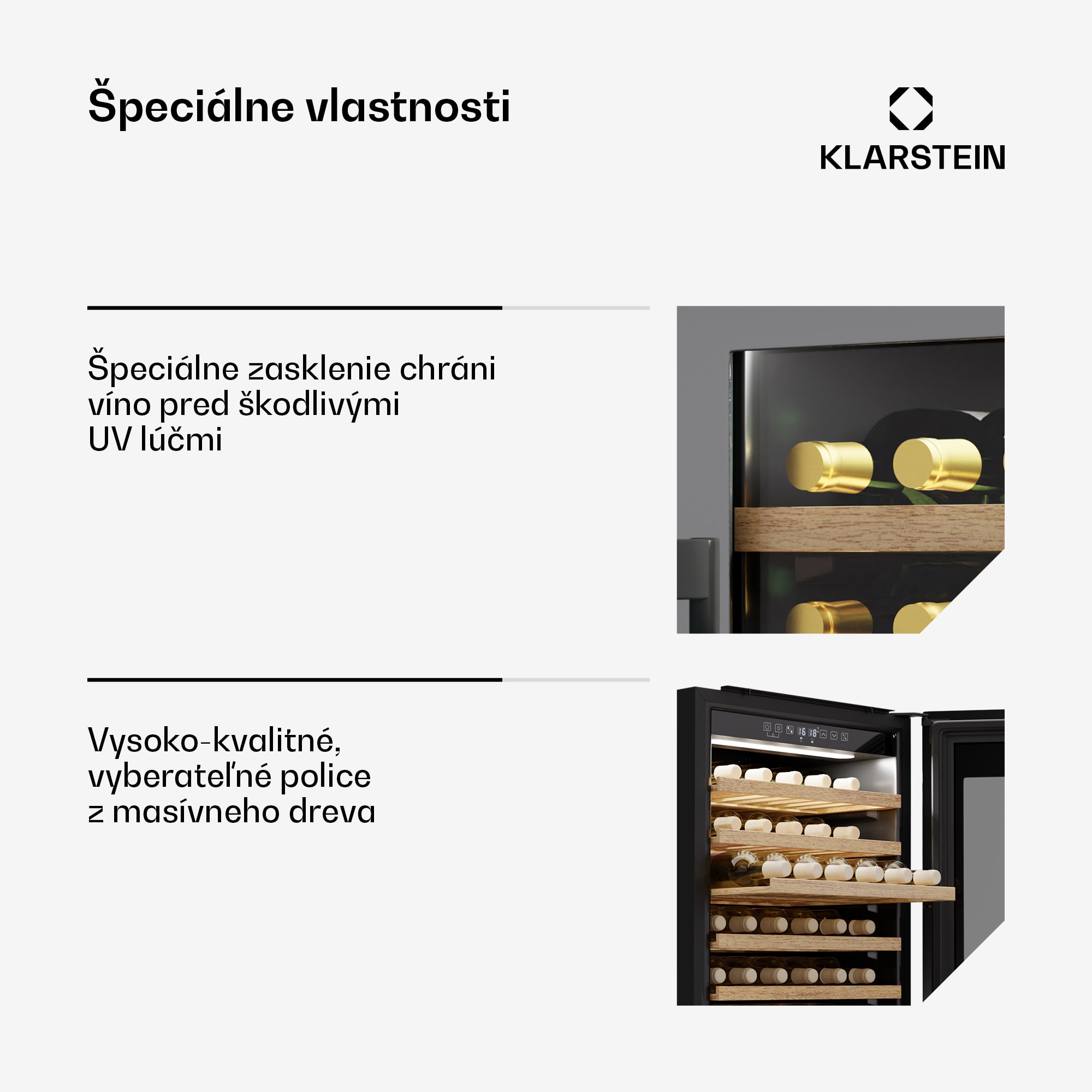Klarstein Vinsider 57 Duo chladnička na víno, 2 chladiace zóny, 57 fliaš, vstavaný spotrebič – Obrázok 4