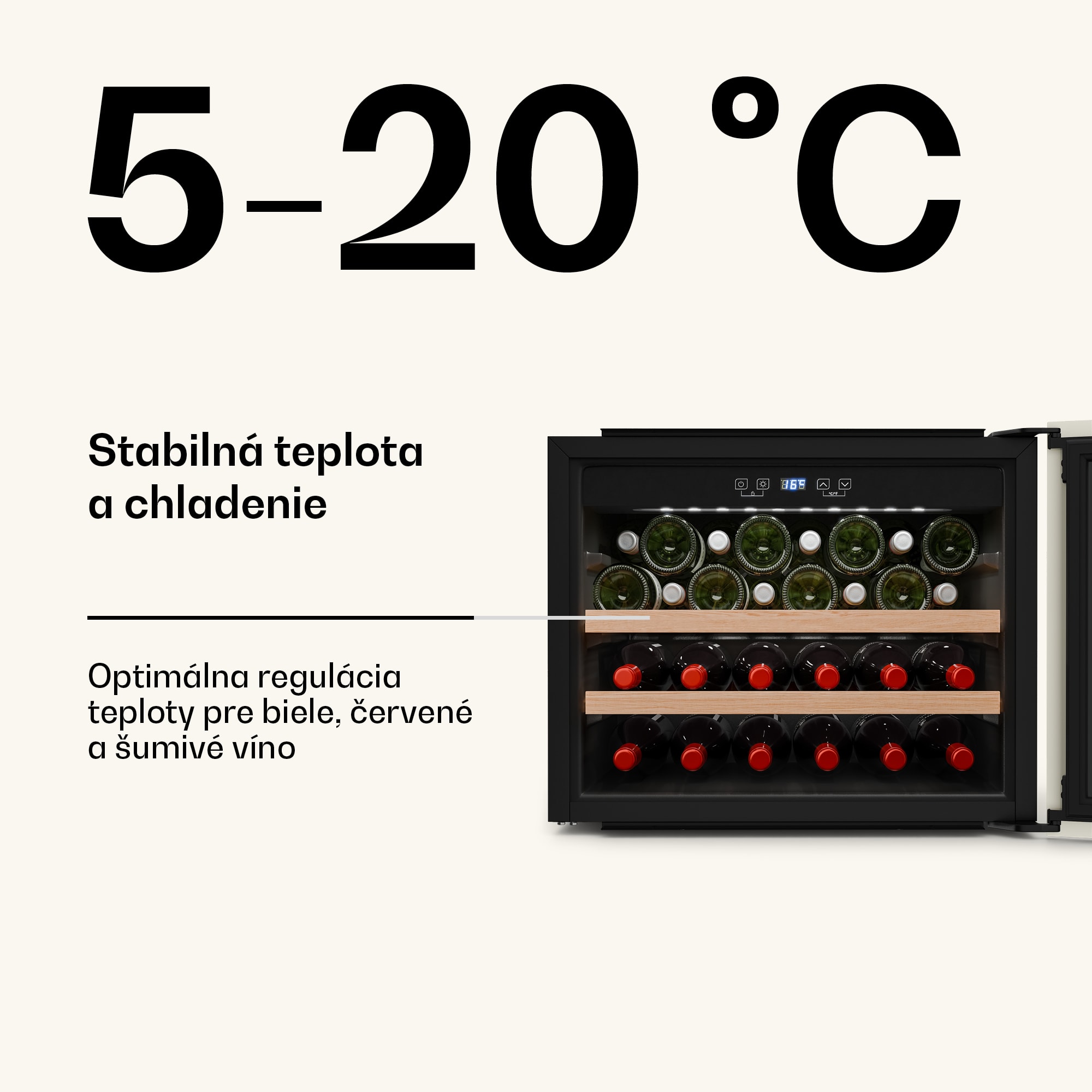Klarstein Vinsider Victoria 28 chladnička na víno, 28 fliaš, dotyková, UV ochrana, LED, tichá, 2 police – Obrázok 3