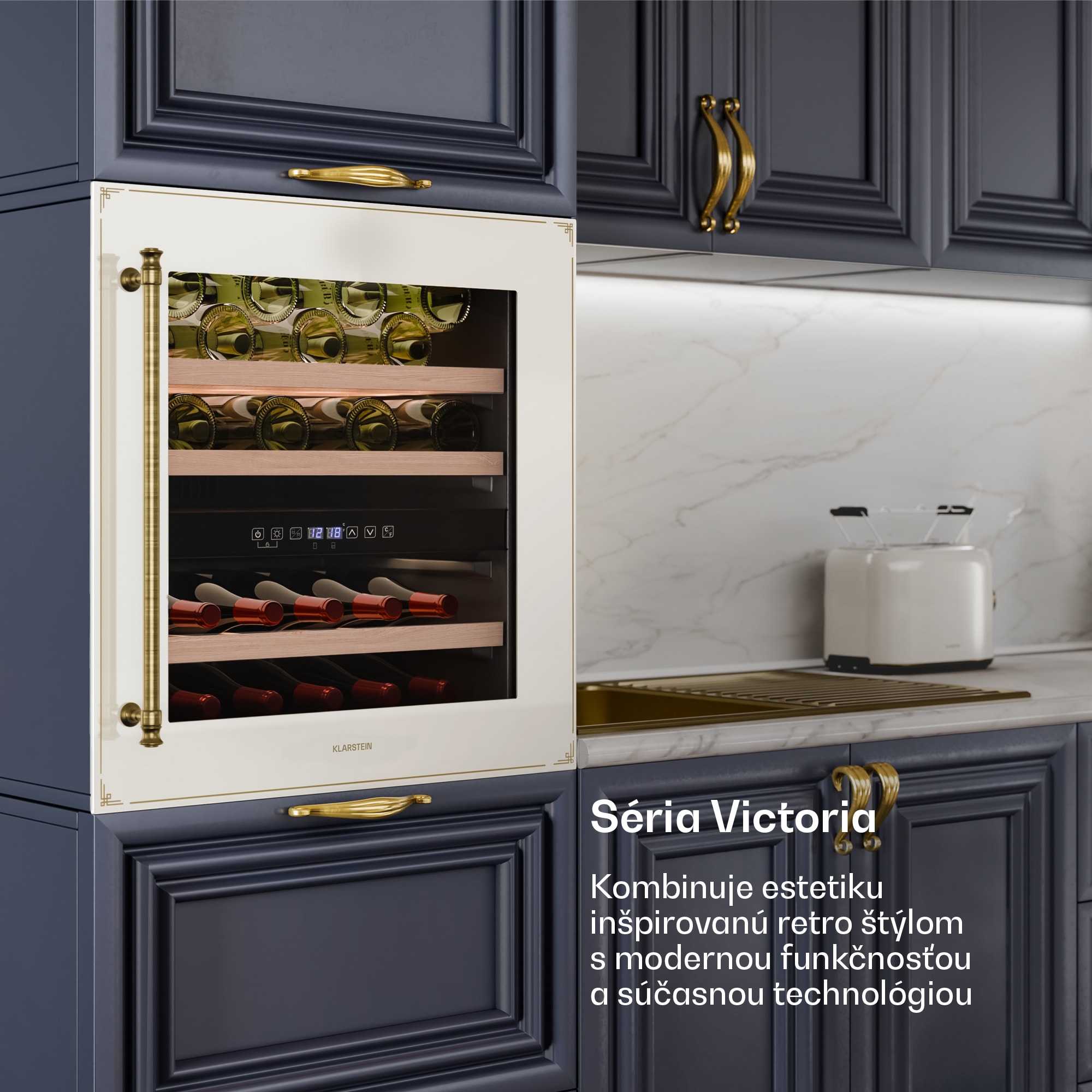 Klarstein Vinsider Victoria 36 chladnička na víno, 36 fliaš, dotyková, UV ochrana, LED, tichá, 3 police – Obrázok 2