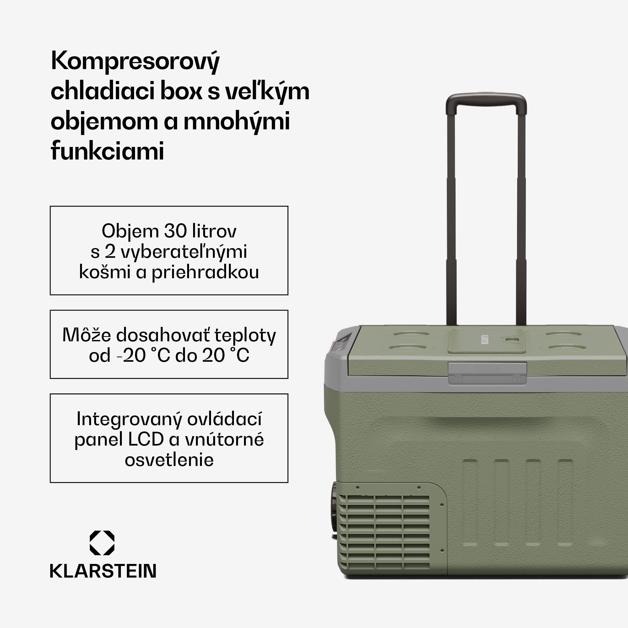 Klarstein PolarForce 30L kompresorový chladiaci box| LCD panel, osvetlenie, off-road, ochrana batérie, 12V/230V – Obrázok 2