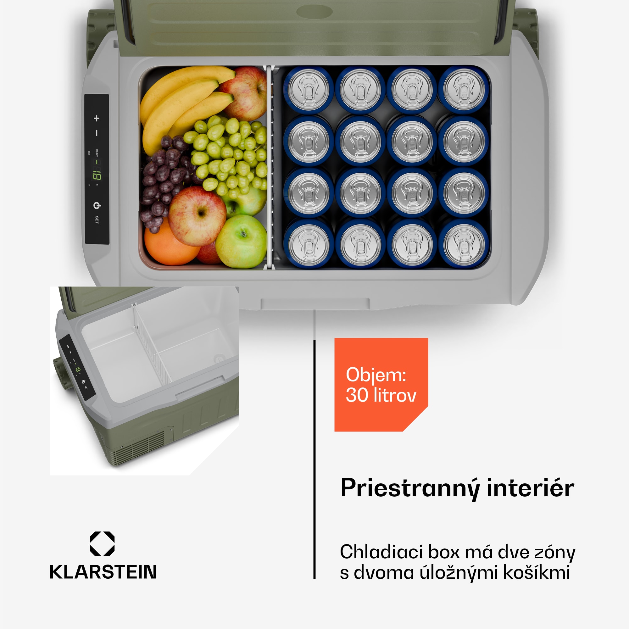 Klarstein PolarForce 30L kompresorový chladiaci box| LCD panel, osvetlenie, off-road, ochrana batérie, 12V/230V – Obrázok 3