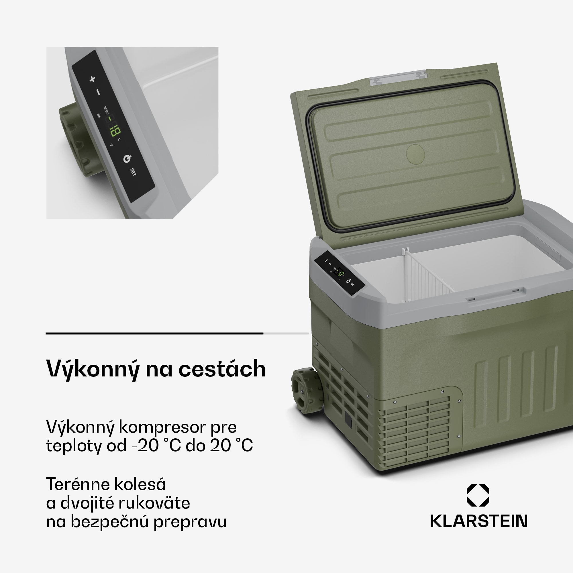 Klarstein PolarForce 30L kompresorový chladiaci box| LCD panel, osvetlenie, off-road, ochrana batérie, 12V/230V – Obrázok 4
