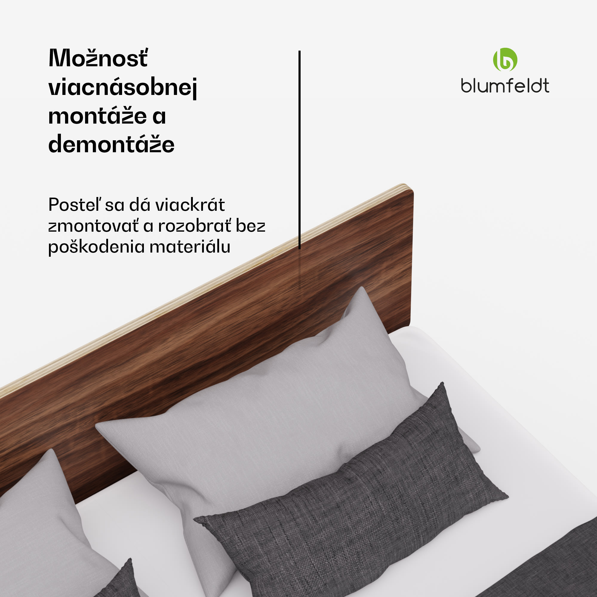 Blumfeldt NordicAura Double rám manželskej postele, 140 cm x 200 cm, robustný, bez náradia, eukalyptové drevo, polička – Obrázok 5