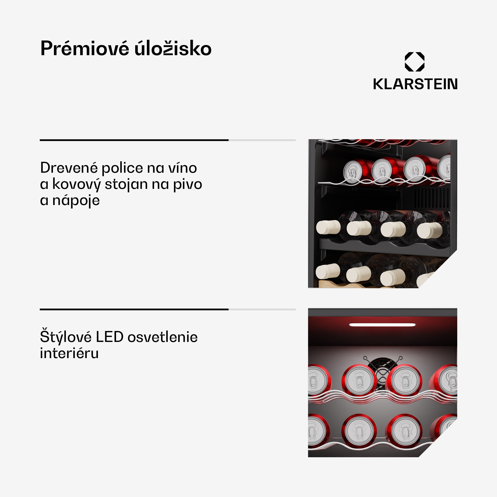 Klarstein Bovella 36 Duo+ chladnička na víno, 2 v 1, 36 fliaš, 2 zóny, 7 políc, Dotykové ovládanie – Obrázok 5