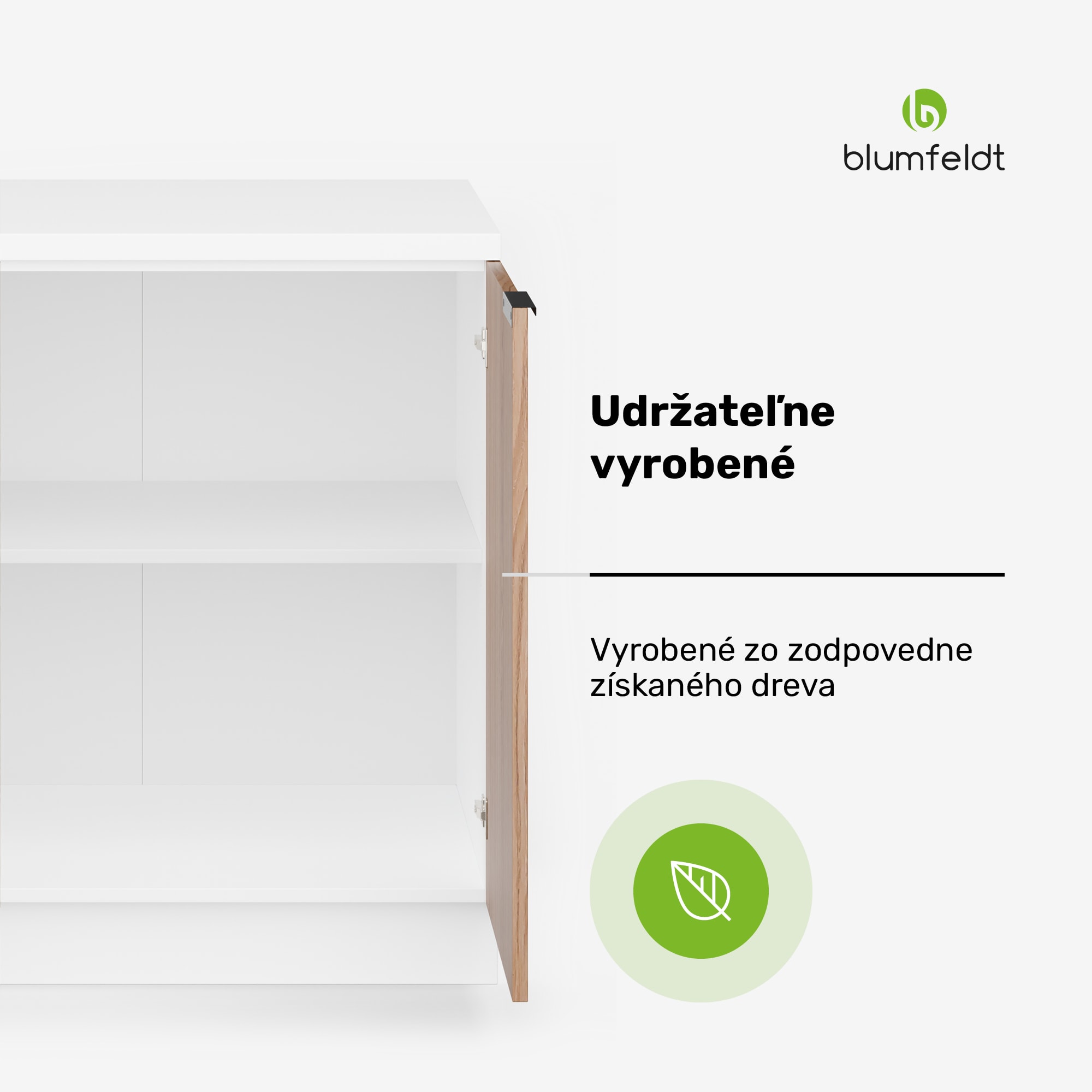 Blumfeldt WoodVista spodná skrinka drezu, Robustná, Soft-Close závesy, Hliníkové rukoväte – Obrázok 3