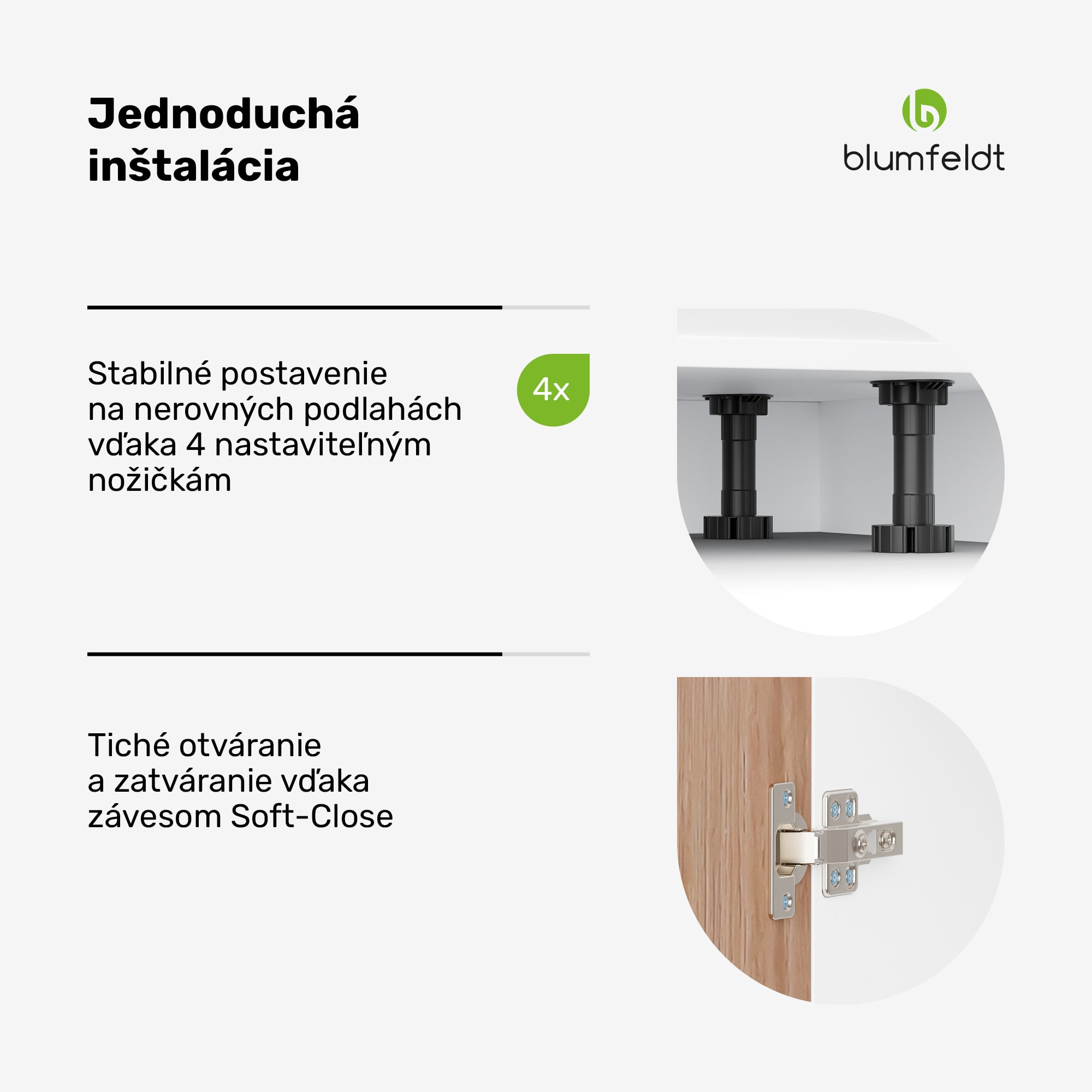 Blumfeldt WoodVista spodná skrinka drezu, Robustná, Soft-Close závesy, Hliníkové rukoväte – Obrázok 5