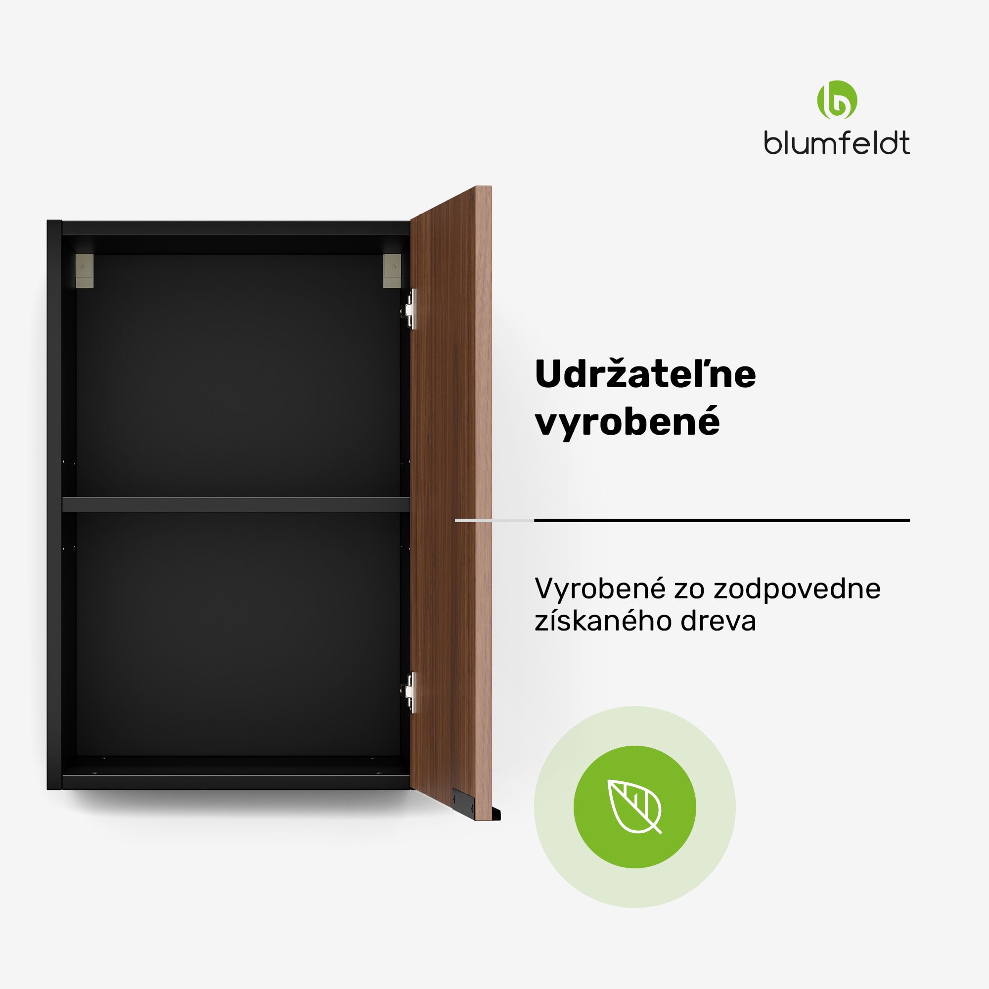 Blumfeldt WoodVista vysoká skrinka, Soft-Close, hliníkové rukoväte, udržateľné materiály – Obrázok 3