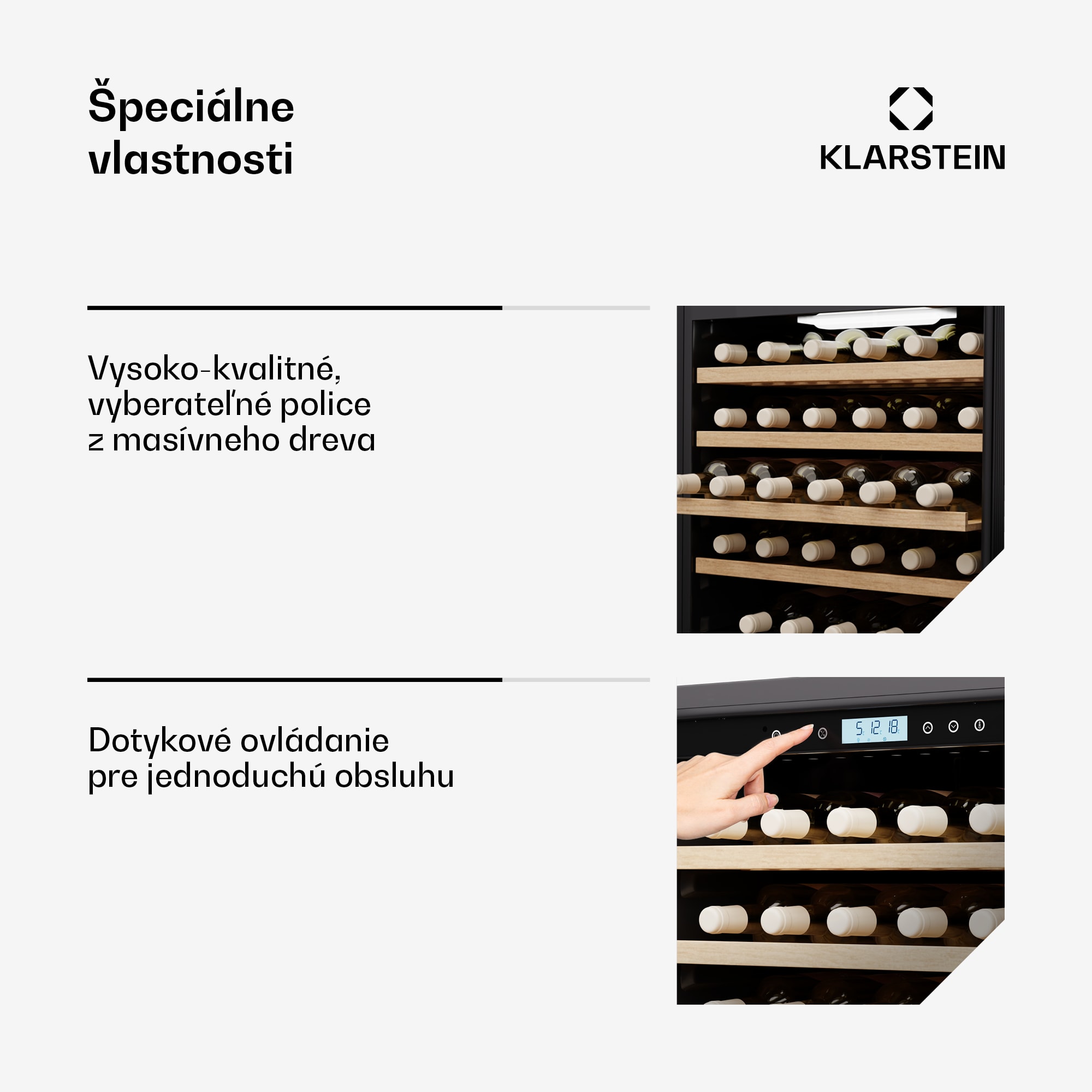 Klarstein Vinovilla Trio chladnička na víno, 143 fliaš, 3 zóny, 38 dB, 12 políc, kompresor, 413 litrov – Obrázok 5