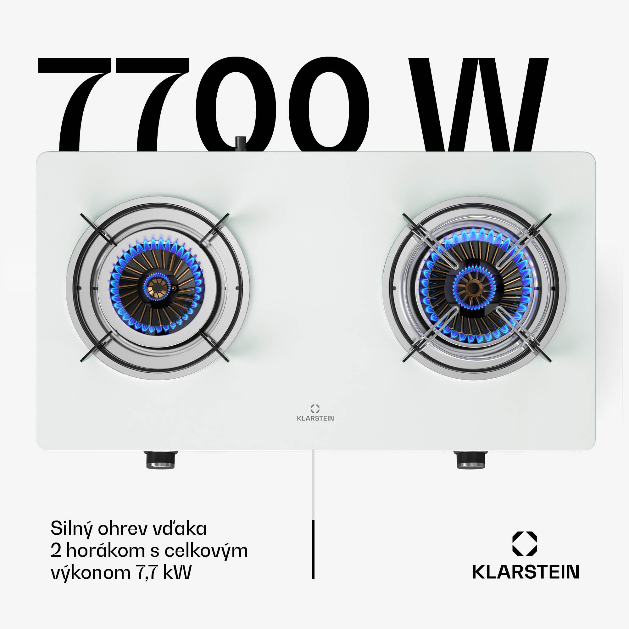 Klarstein Barzona kempingový varič, 2 horáky, 3,4 kW & 4,3 kW, plynová dvojplatnička, nehrdzavejúca oceľ, mobilná – Obrázok 3