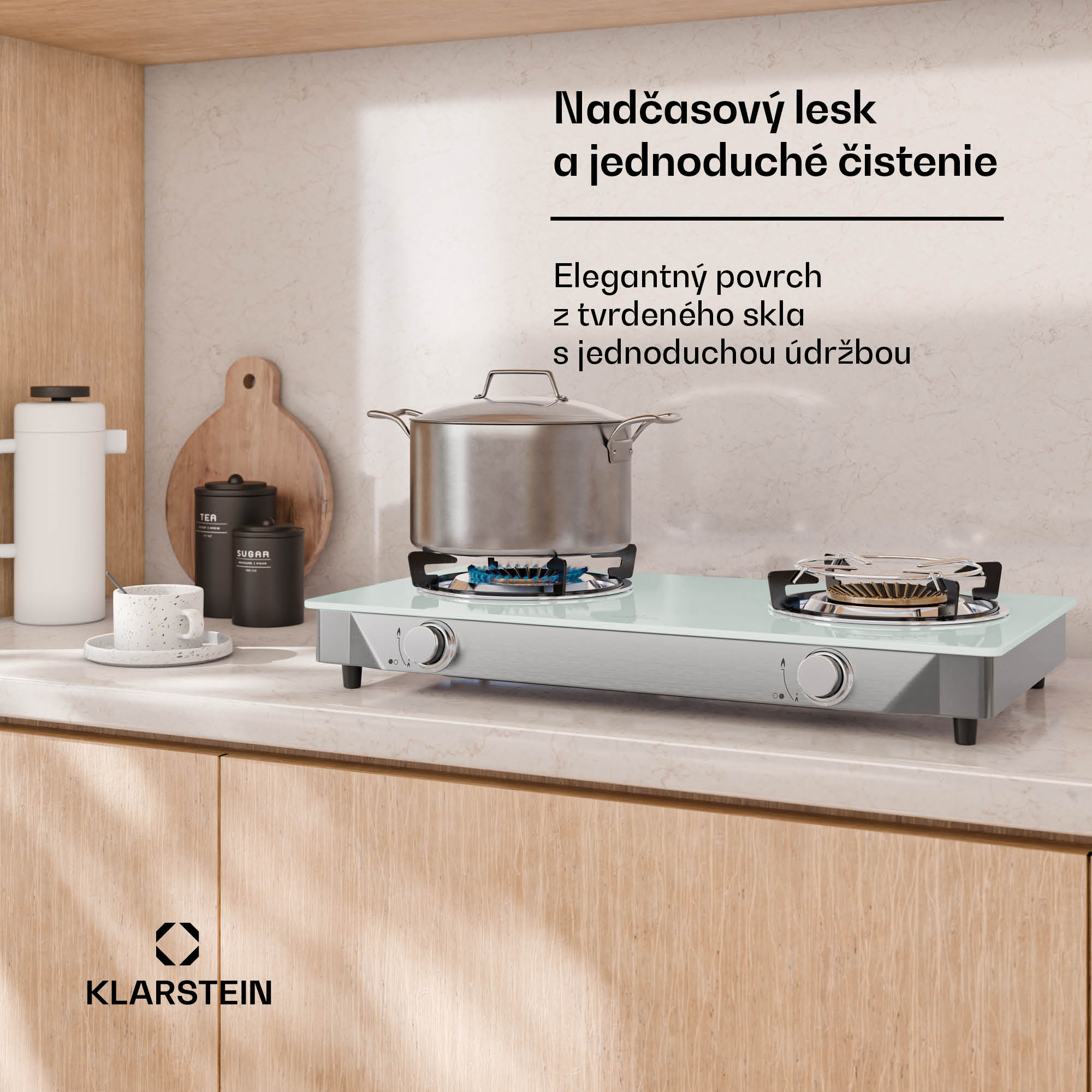 Klarstein Barzona kempingový varič, 2 horáky, 3,4 kW & 4,3 kW, plynová dvojplatnička, nehrdzavejúca oceľ, mobilná – Obrázok 5